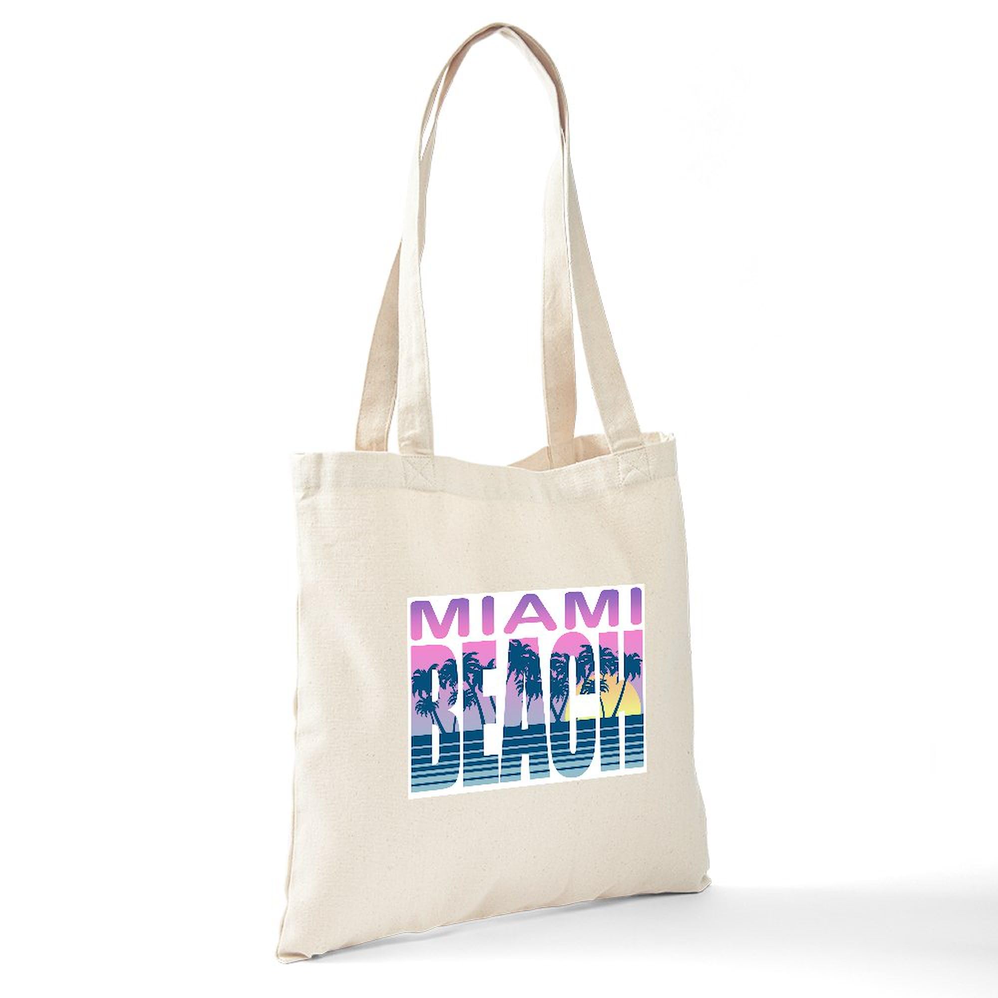Eco-Friendly Miami Beach Canvas Tote Bag - Natural Reusable Shopping Bag for Beach, Groceries & Daily Use | Durable & Stylish Carryall