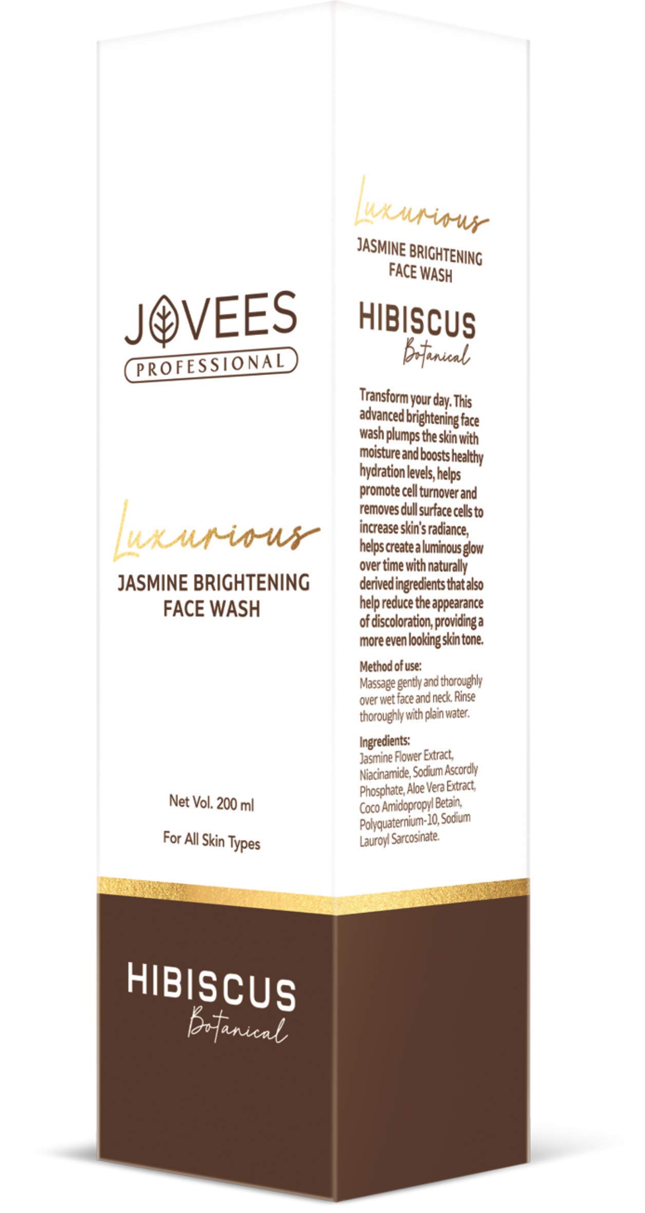 Jovees Herbal Luxurious Jasmine Brightening Face Wash with Jasmine Flower & Aloe Vera Extract - Brightens Skin, Removes Impurities & Improves Skin Texture - 200ml - Perfect for Daily Skincare Routine & Glowing Complexion