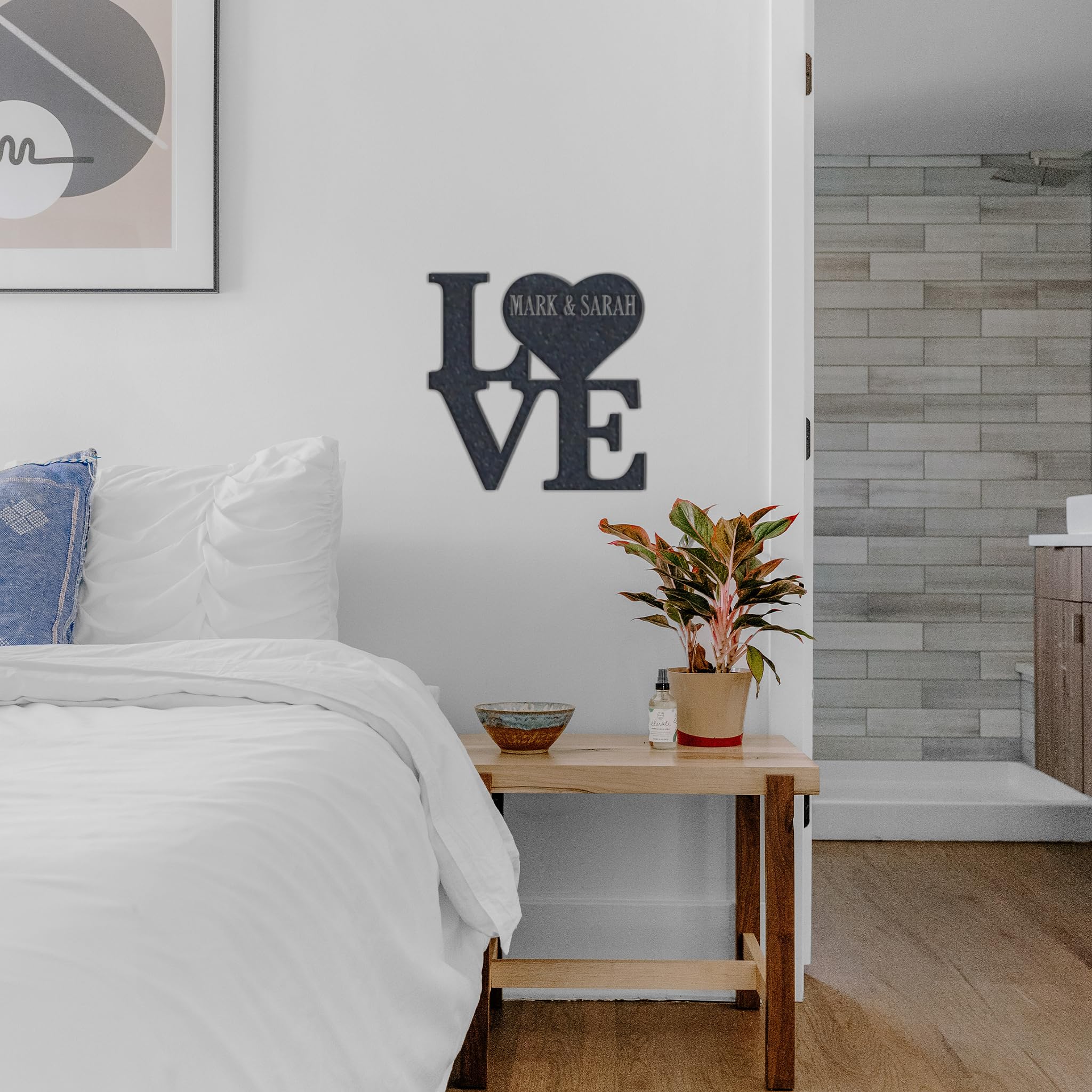 Personalized Love Heart Metal Wall Art - 23.9