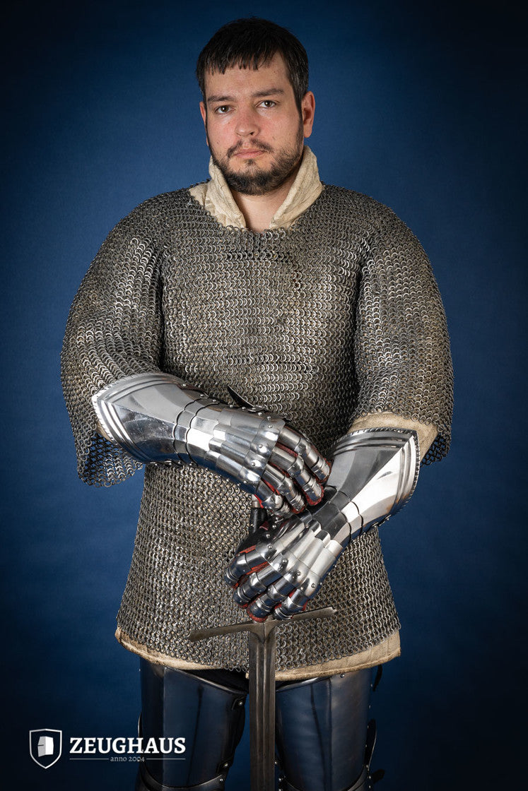 Gothic Gauntlets 1.6mm Polished Steel Armor - Medieval LARP Costume Accessories for Cosplay & Renaissance Fairs