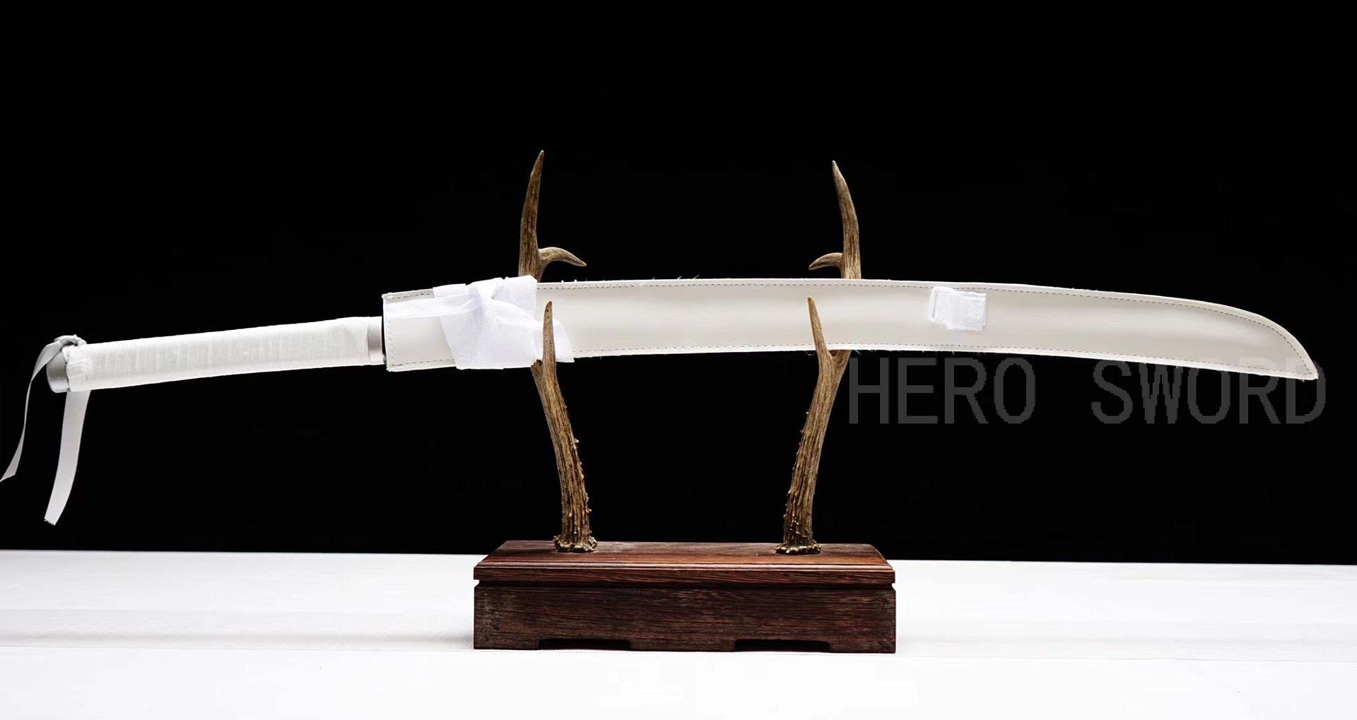 HERO SWORD Japanese Anime Katana - Hand Forged 1045 Carbon Steel Samurai Sword, Full Tang Handmade Sharp Practical Blade for Cosplay, Martial Arts Training & Demon Slayer Collection