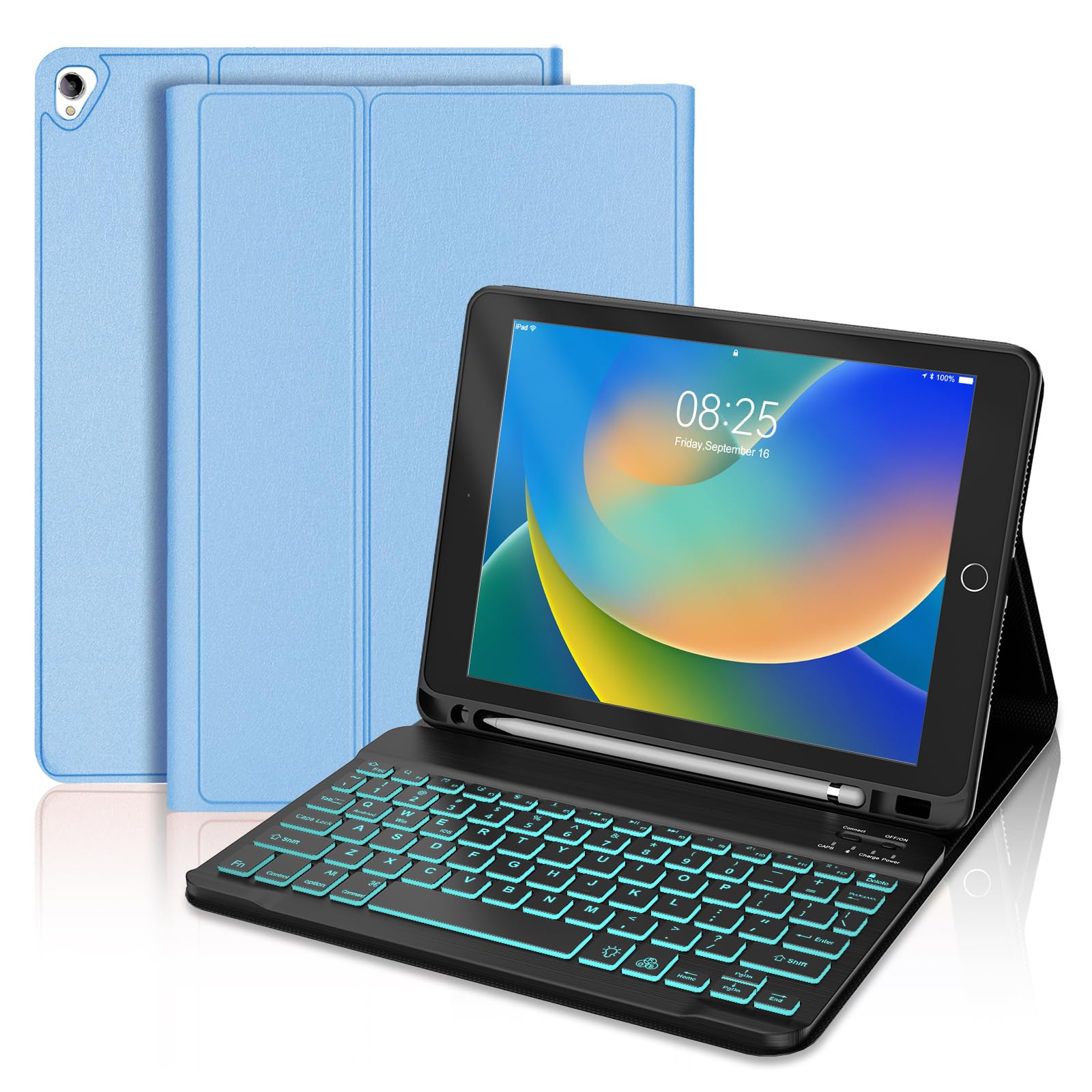 BORIYUAN Bluetooth Keyboard Case for iPad 9th/8th/7th Gen & iPad Air 3rd/Pro 10.5