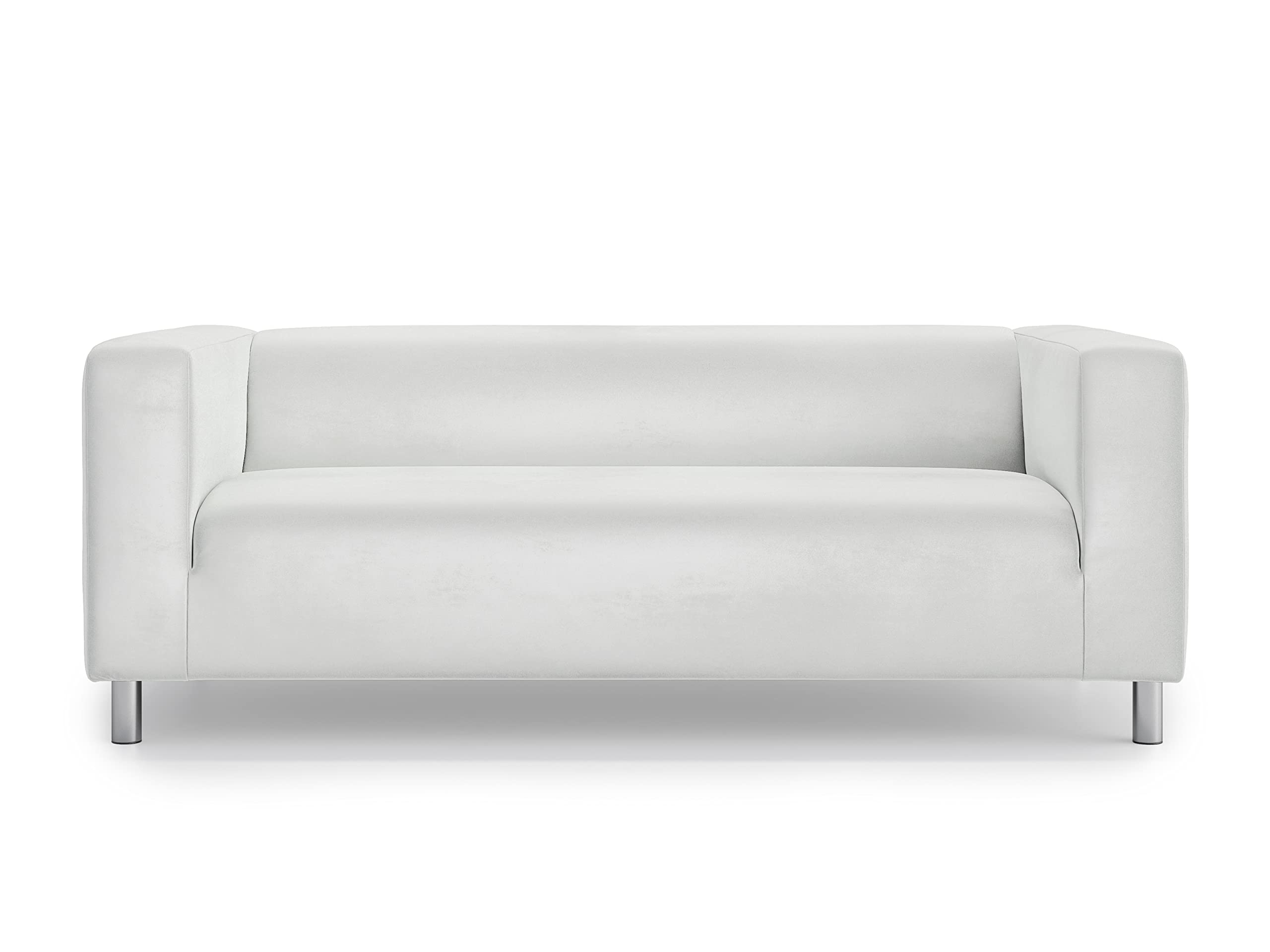 MASTERS OF COVERS Klippan 2-Seater Sofa Slipcover - Grey Velvet Stretchable Furniture Protector | Classic Style | Handmade | Machine Washable | Perfect for Living Room, Bedroom & Home Decor