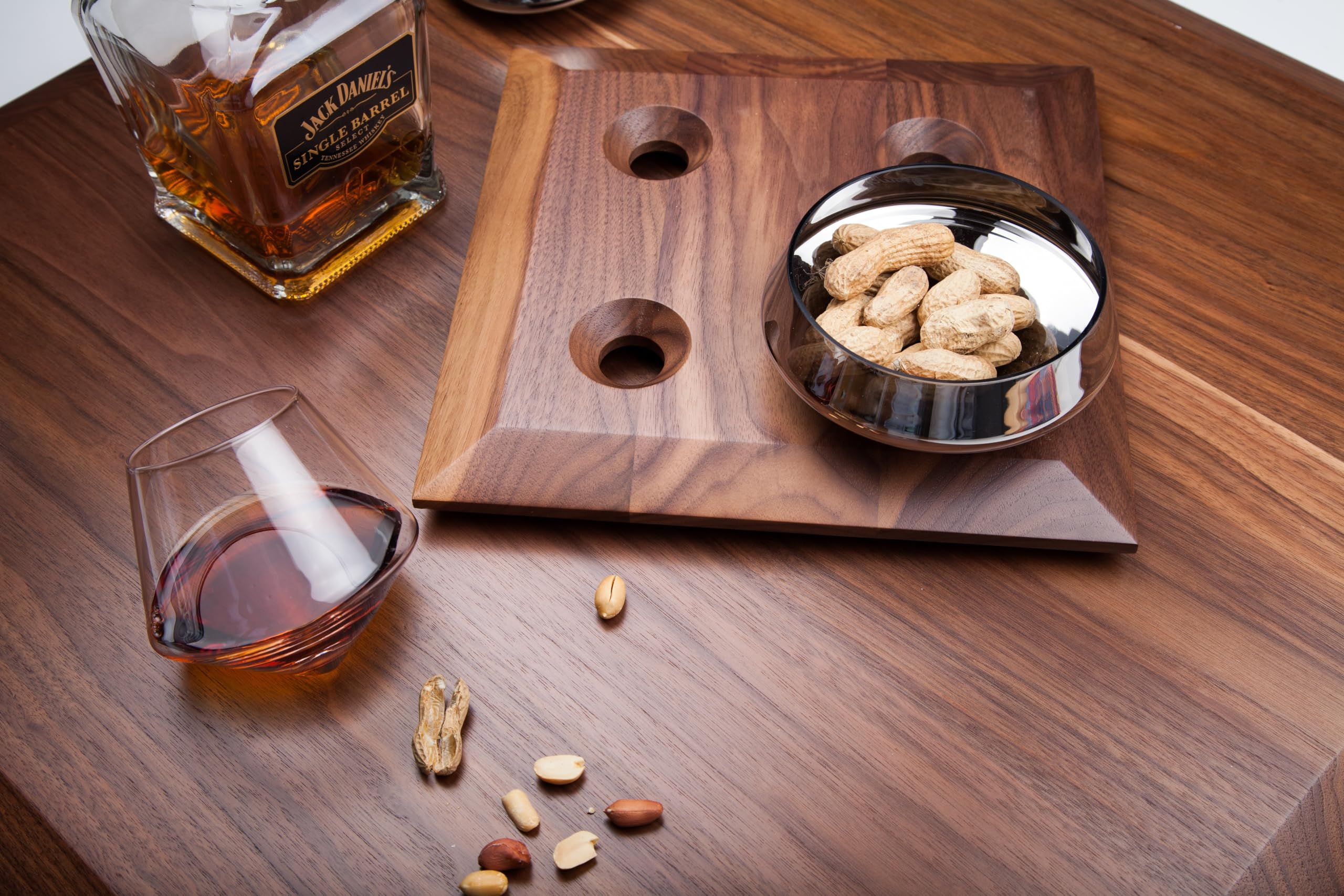 Premium Walnut Drink Carrier Tray - Handcrafted 10