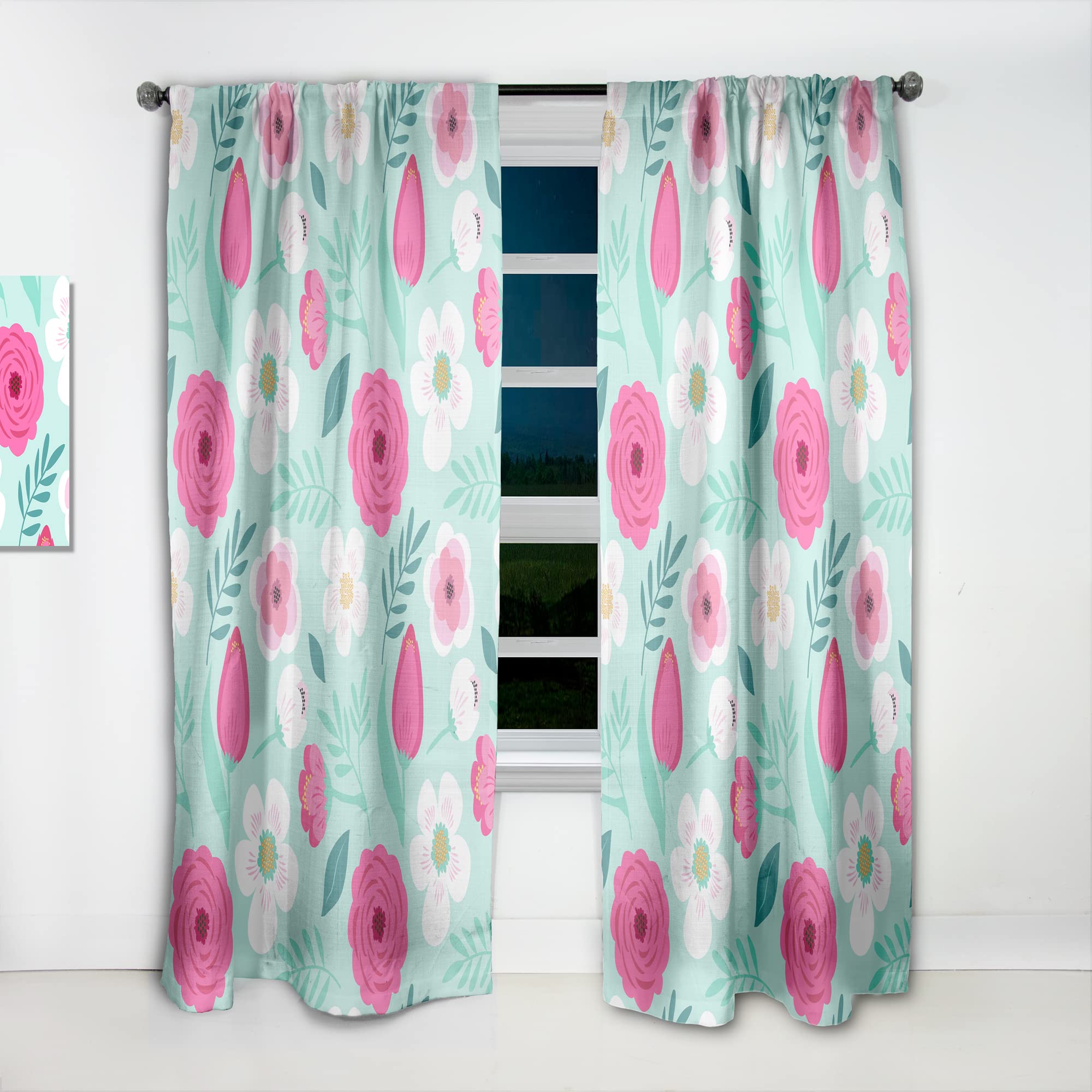 DesignQ Rustic Floral Leaf Blackout Curtains - Thermal Insulated Single Panel (52x108 inches) for Bedroom & Living Room - Noise Reducing & Energy Saving Window Drapes for Home Decor
