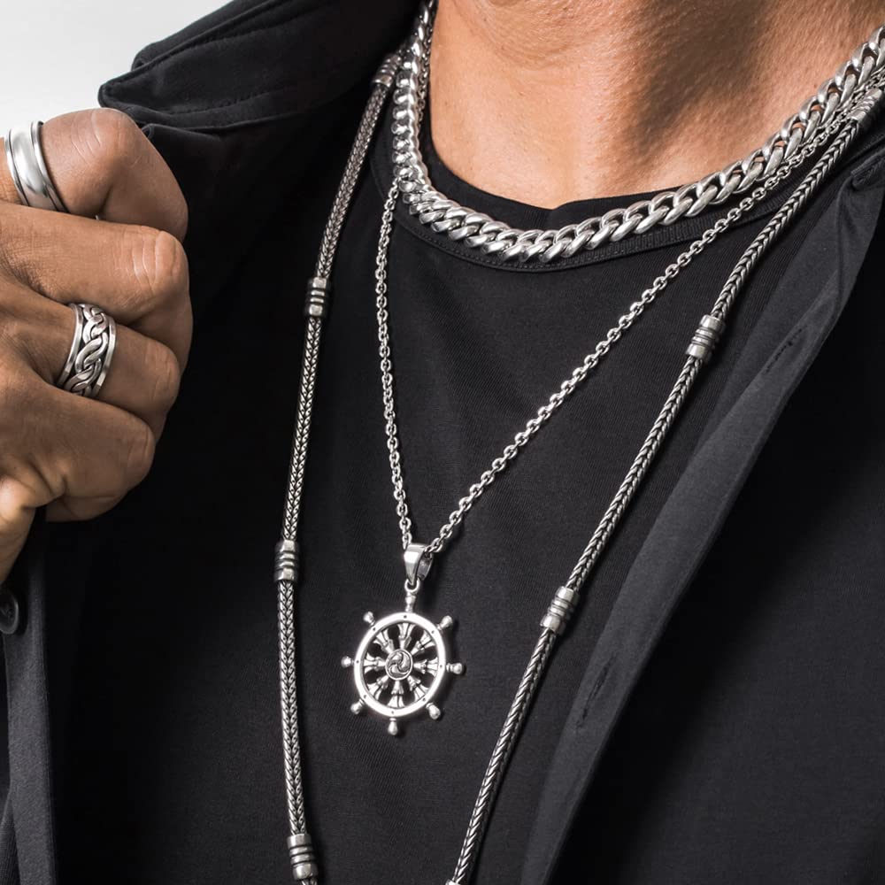 925 Sterling Silver Nautical Ship Wheel Pendant Necklace for Men & Women - Handmade Jewelry Made in Thailand - Perfect for Beach Parties, Nautical Weddings & Sailor Gifts