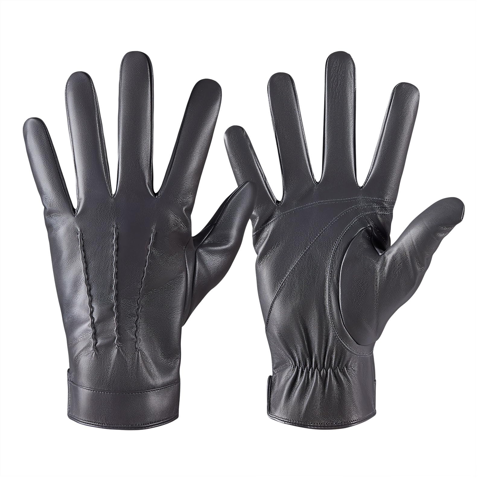 Premium Men's Winter Leather Gloves - Touchscreen Compatible, Cashmere Lined Snow & Motorcycle Gloves for Driving, Riding & Outdoor Activities