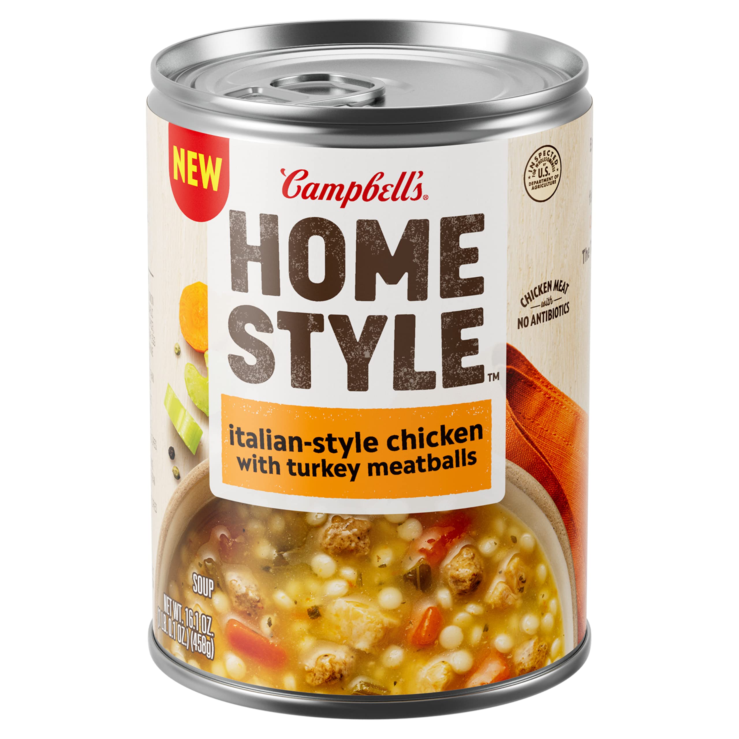 Campbell's Homestyle Italian-Style Chicken Soup with Turkey Meatballs - 16.1 oz Can - Quick & Easy Meal for Lunch, Dinner or On-the-Go