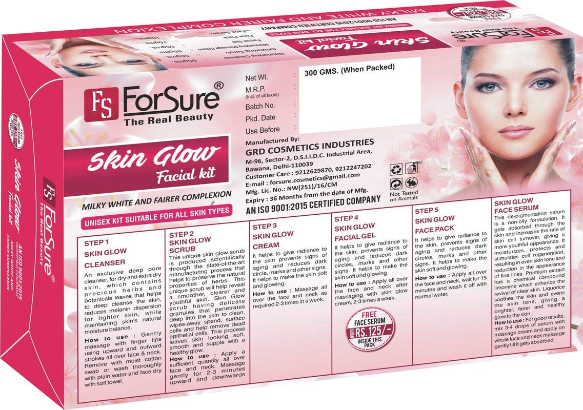 ForSure Skin Glow Facial Kit - Deep Cleansing & Hydrating Treatment for Oily, Dry & All Skin Types (300g) | At-Home Spa Day & Self-Care Routine Essential