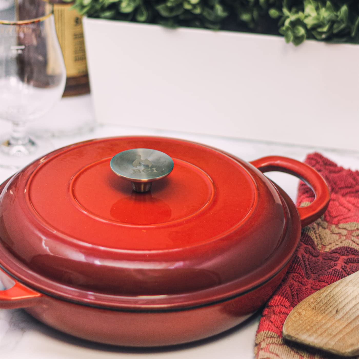 Premium 2.25 Quart Enameled Cast Iron Braiser with Lid - Durable Backcountry Cookware for Oven, Stovetop & Camping - Perfect for Roasting, Baking & Searing