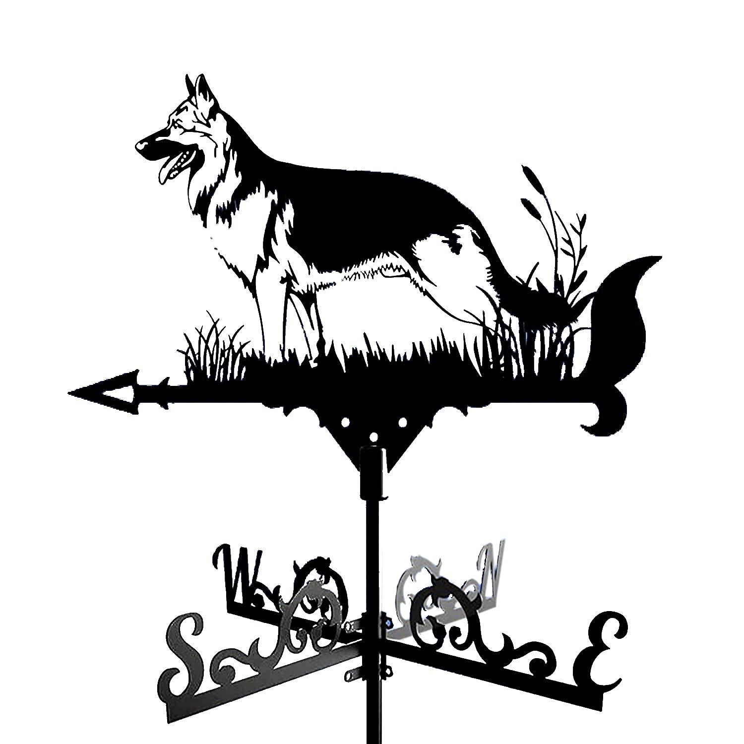 SobeiKre Black Iron Art Stake - Weatherproof Outdoor Garden Decor, Shepherd Dog Vane Metal Lawn Ornament for Patio, Yard & Raised Planter Beds - Perfect for Home, Garden & Farmhouse Decoration (One Size)