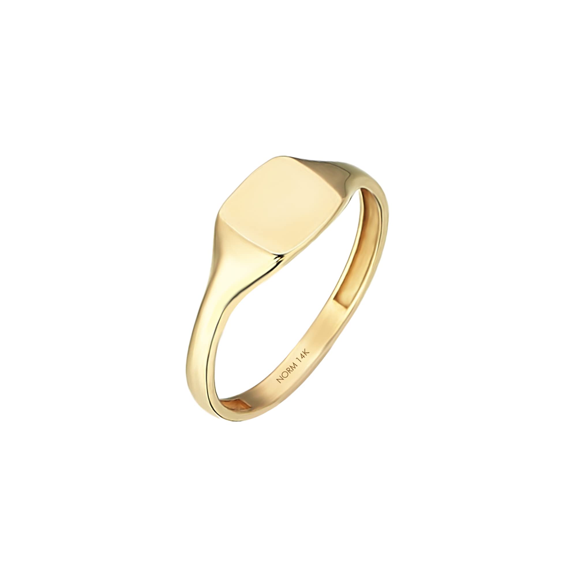 14K Solid Yellow Gold Square Signet Ring for Women - Personalized Monogram Engraved Geometric Pinky Ring | Dainty Initial Jewelry Gift for Graduation, Retirement, Anniversary | Size 2-11 | Perfect for Everyday Wear, Special Occasions & Stacking with Other Rings