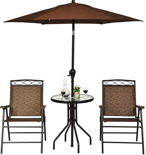 Rainfally 3-Piece Patio Bistro Set - Outdoor & Indoor Glider Conversation Set with Round Table & 2 Foldable Chairs - Garden, Pool, Backyard Furniture with Umbrella Hole - Perfect for Relaxing, Dining & Entertaining Outdoors (Model OP70339)