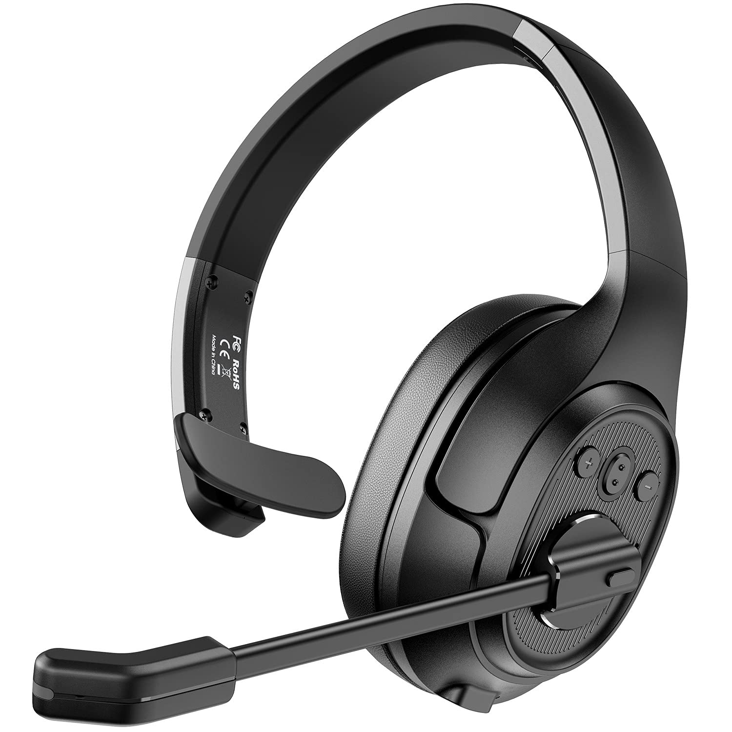 EKSA AI-Powered ENC Noise Cancelling Bluetooth Headset with Microphone - Wireless Trucker Headphones, 99ft Range, 30H Talk Time, Mute Button, All-Day Comfort for Driving, Gaming & Remote Work