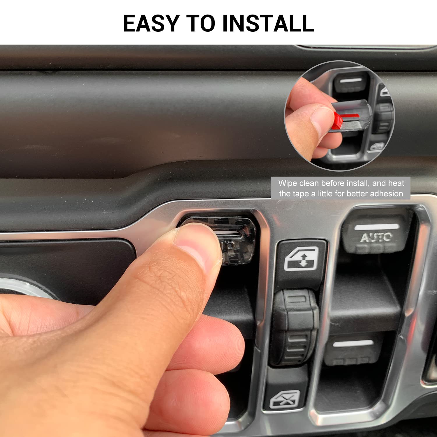 Jeep Wrangler JL JLU (2018-2023) & Gladiator JT (2020-2023) 4-Piece Carbon Fiber Center Console Window Button Switch Cover Trim Kit - Interior Upgrade Accessories for Enhanced Style & Protection (Fits All Models)