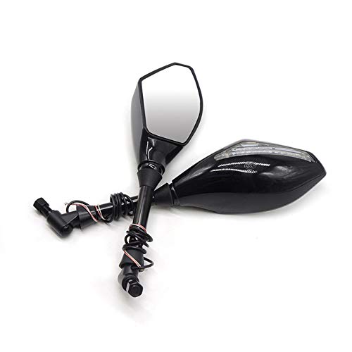 Universal LED Motorcycle Rearview Mirror with Turn Signals - Compatible with Honda CBR 929RR 600RR 954RR CB1000R VFR800 CBR125R RC51 ST1300 - Black - Enhances Safety for Night Riding and Urban Commuting