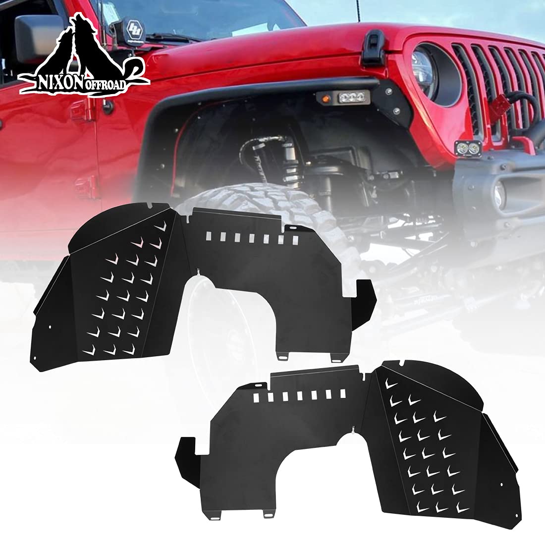 **NIXON OFFROAD Heavy-Duty Steel Front & Rear Inner Fender Liners for Jeep Gladiator JT (2019-2025) - 4-Pack Off-Road Protection Kit - Perfect for Mud, Rocks & Extreme Terrain**