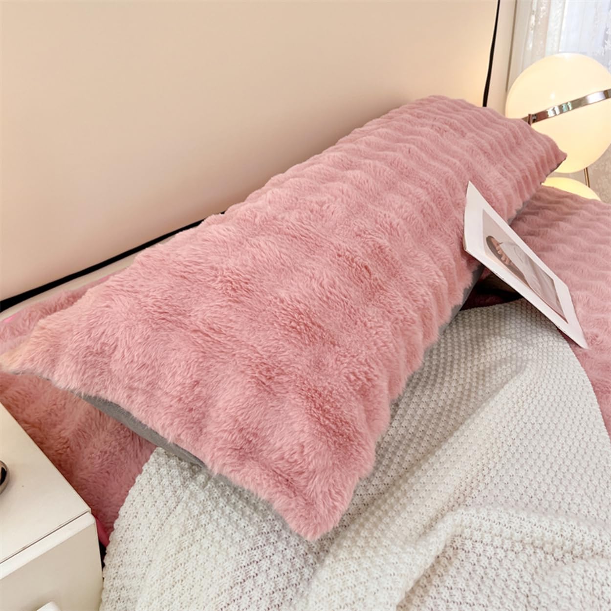 Luxury Super Soft Faux Rabbit Fur Body Pillow Cover - 19