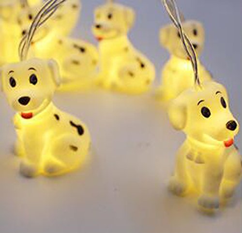 Dog LED String Lights - 10 Cute Animal Shapes, 1.5M Battery Powered for Bedroom & Holiday Decor