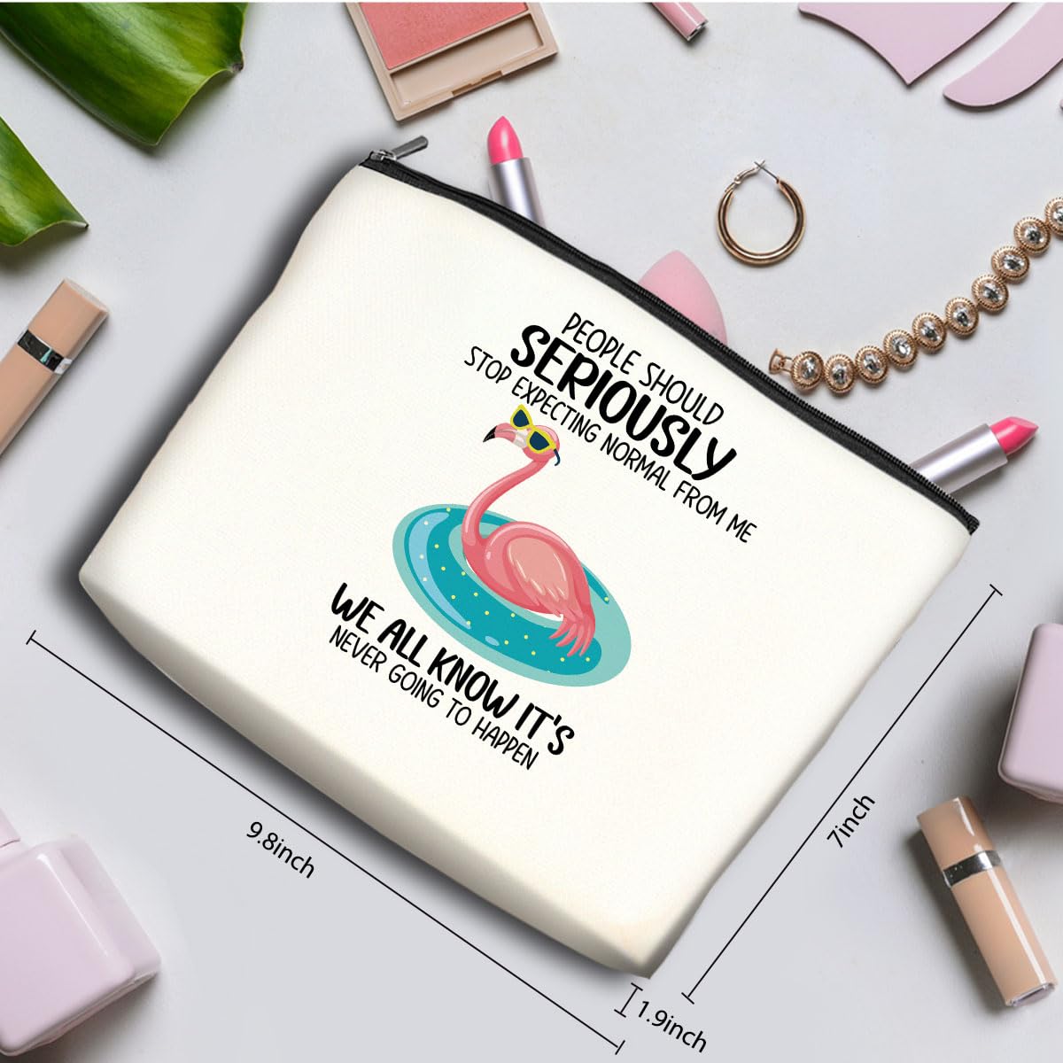 Pink Flamingo Makeup Bag - Funny Cosmetic Bag for Women & Girls | Flamingo Gifts for Mom, Friends, Birthday, Christmas, Beach Trips | Perfect for Travel, Parties & Summer Accessories
