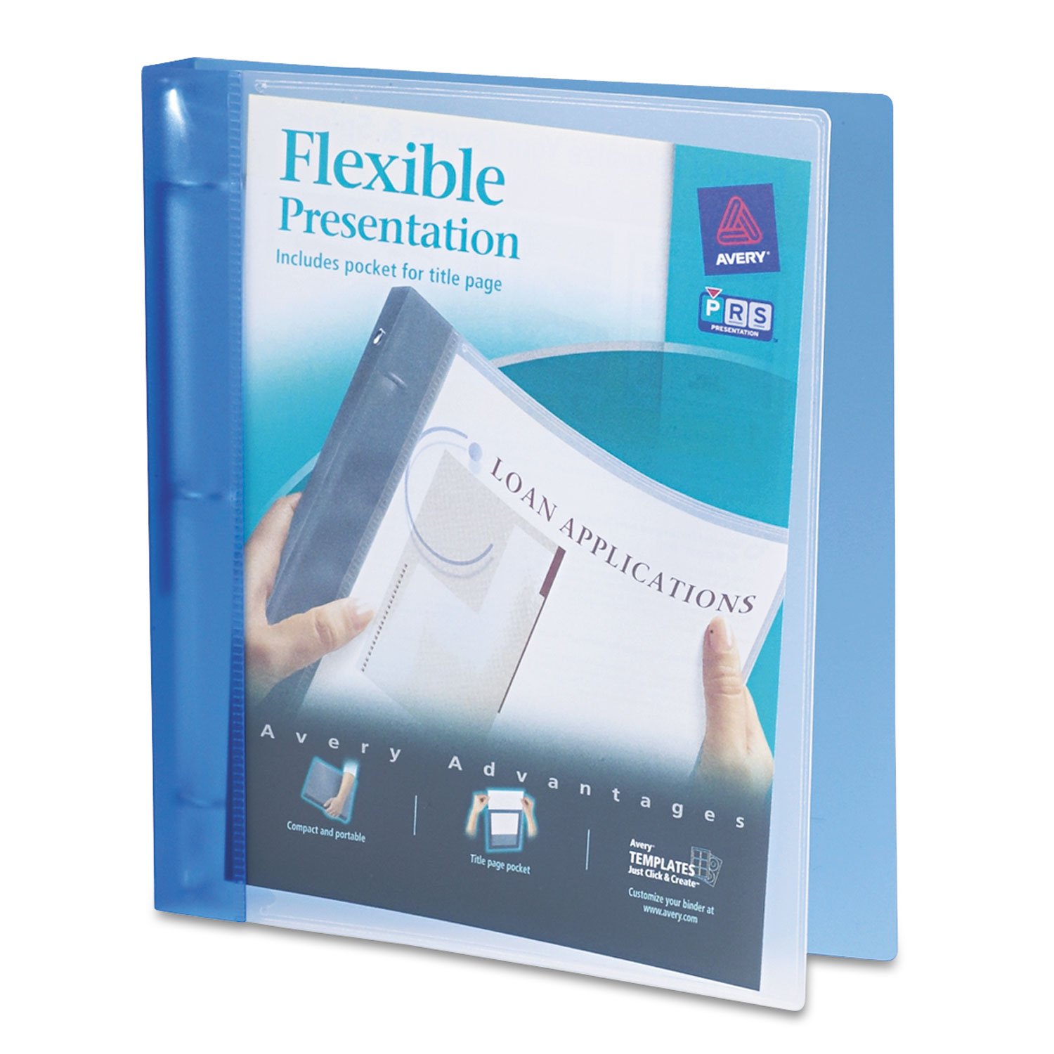 Avery Flexible View 3 Ring Binder - 1 Inch Round Rings, Clear Front & Blue Back Customizable Cover (17675) - Perfect for School, Office, and Home Organization