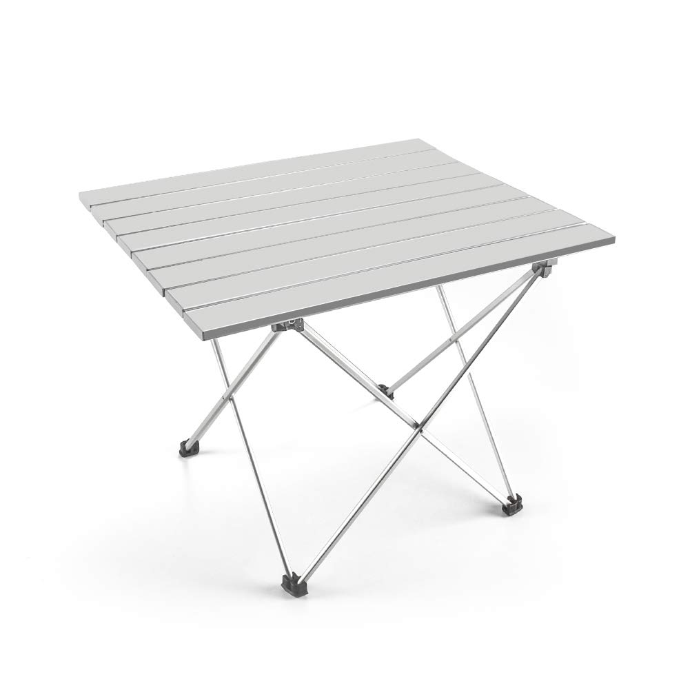 Lightweight Aluminum Folding Table - Portable Camping Table for Outdoor Picnic, Backpacking, Beach & Patio - Collapsible & Foldable Design (Silver, Large 27