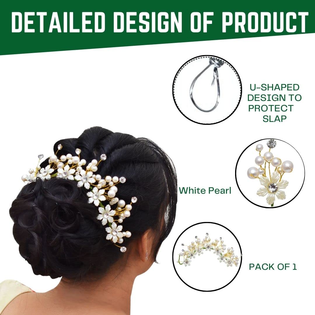Accessozone Pearl Bridal Hair Accessories for Women - Artificial Flower Hair Clips - Perfect for Weddings, Prom & Special Occasions