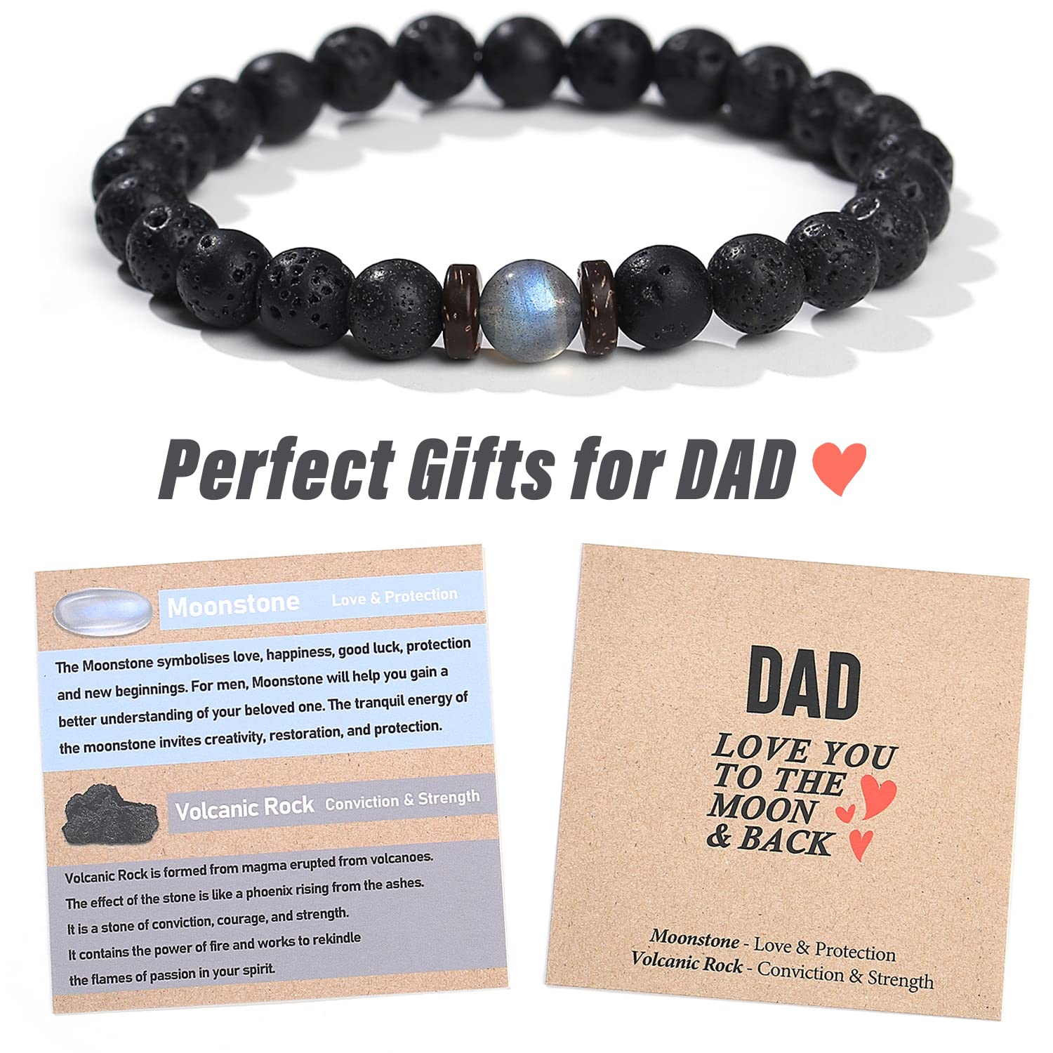 Valentine's Day Gifts for Dad - Beaded Bracelet for Men, Birthday & Father's Day Present from Daughter or Son | Unique Cool Christmas Stocking Stuffers for Best Dad Ever | Perfect for Casual Wear, Office & Special Occasions