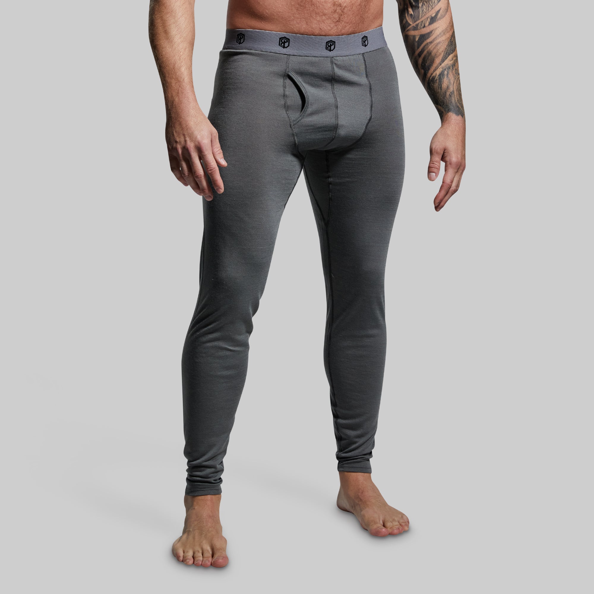 Men's Ridgeline Base Layer Bottom - Thermal Underwear Pants for Cold Weather, Hiking & Outdoor Activities (Wolf Grey)