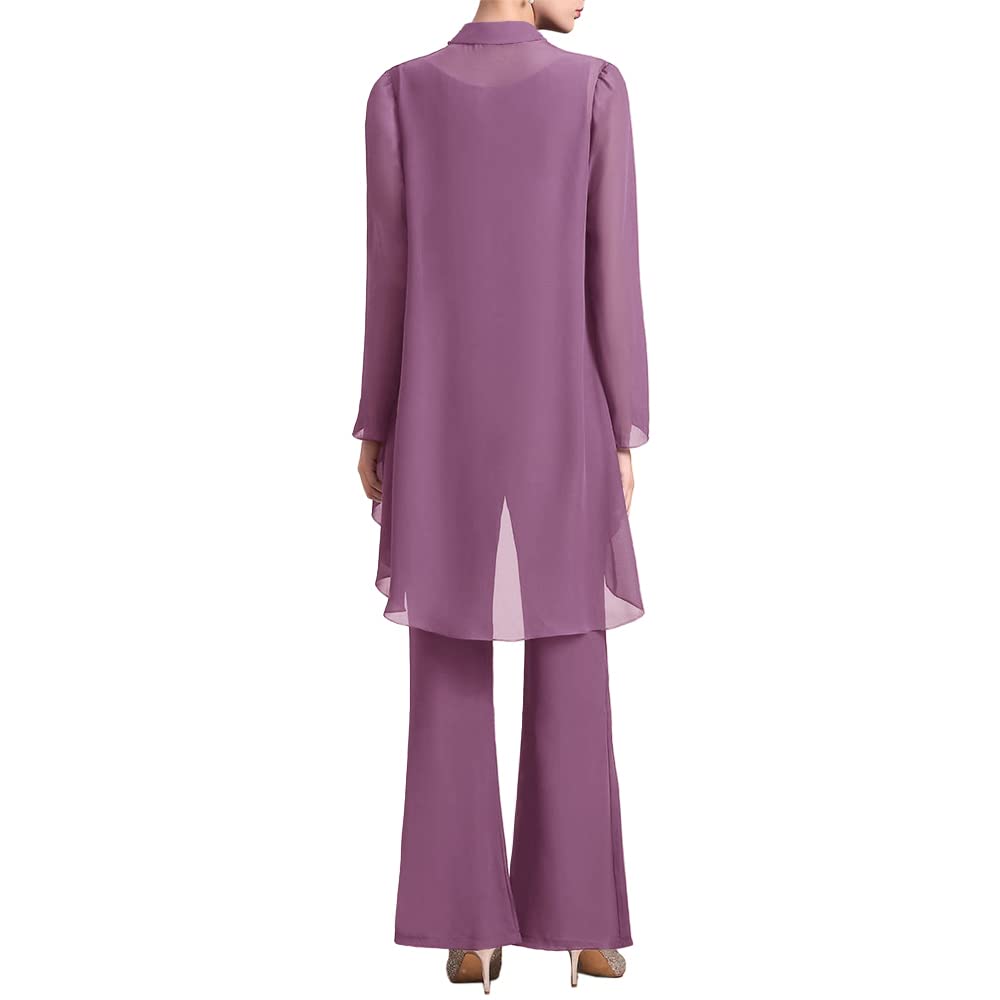 Elegant Women's 3-Piece Chiffon Pant Suit Set for Mother of The Bride | Wedding Guest Outfit | Evening Party Gown | Perfect for Formal Events, Cocktail Parties & Special Occasions