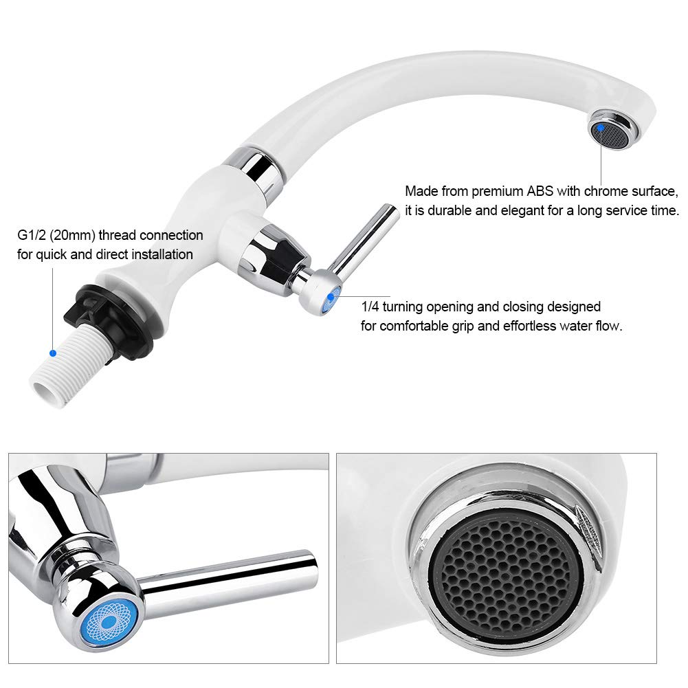 ABS Plastic Cold Water Faucet, Single Handle Straight Inlet G1/2 Thread Sink Accessory for Kitchen Bathroom - Perfect for Home, Garden & Outdoor Use