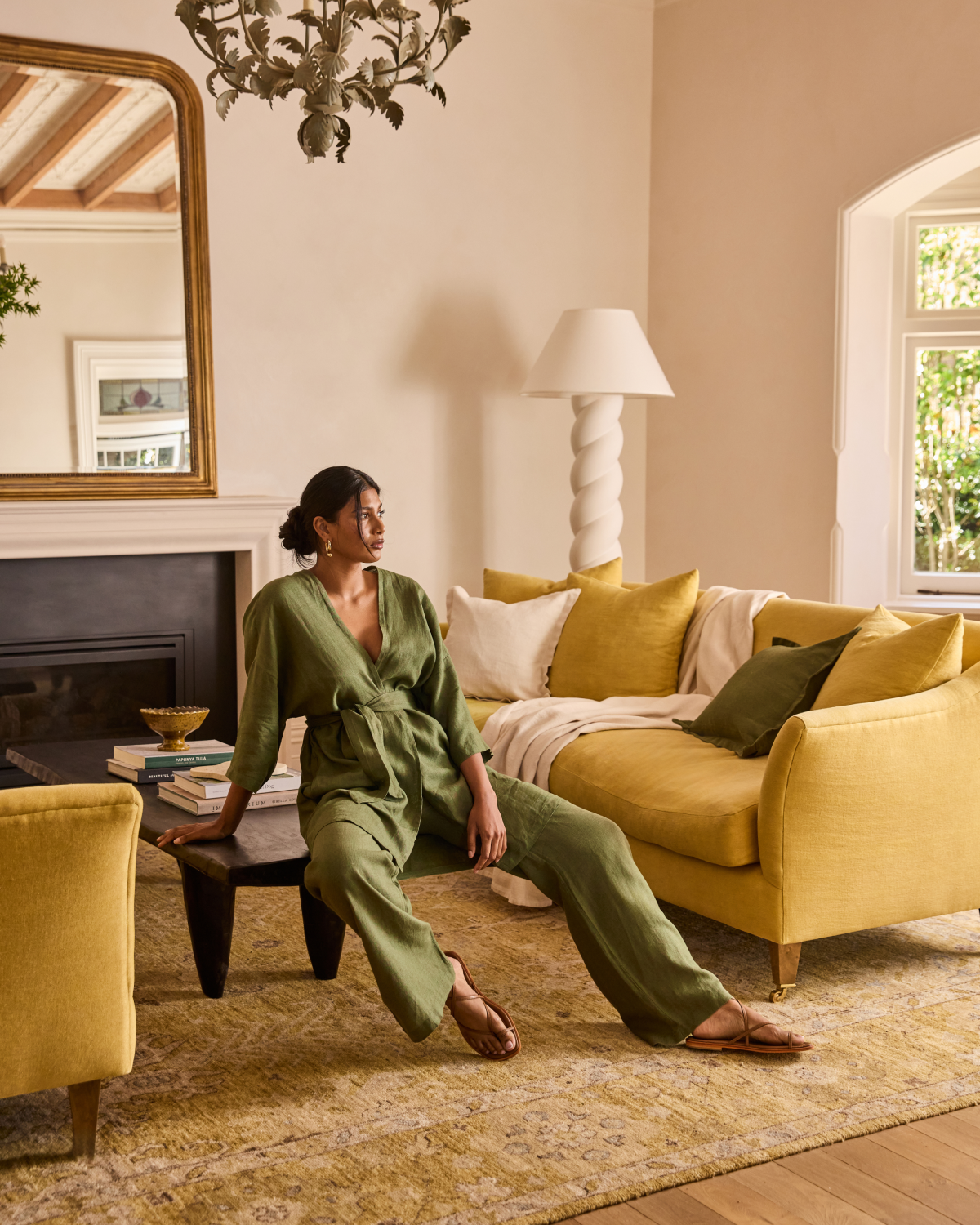Olive Green Cabana Short Robe - Lightweight Summer Cover Up for Beach, Pool & Spa - Women's Casual Loungewear