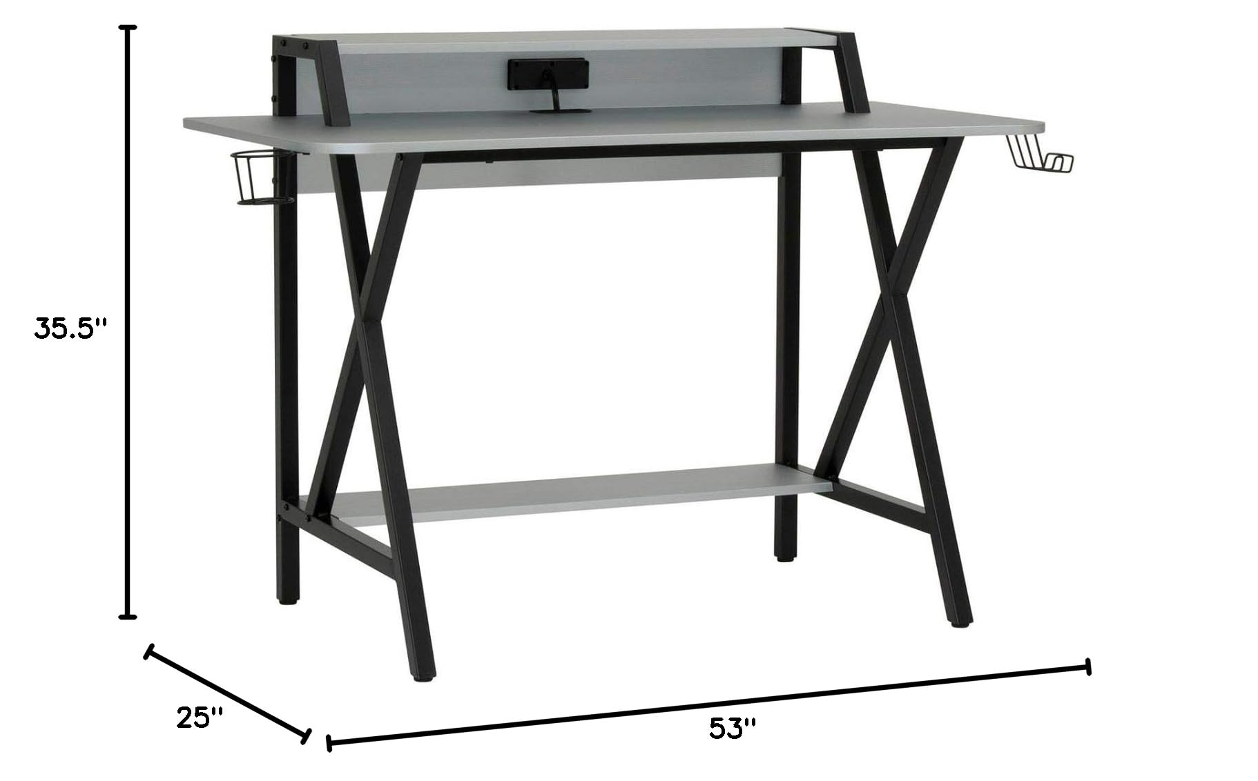 SD STUDIO DESIGNS Challenger Gaming Table - 60 Inch Black & Silver Computer Desk for PC Gamers | Perfect for Esports, Streaming & Home Office Setup