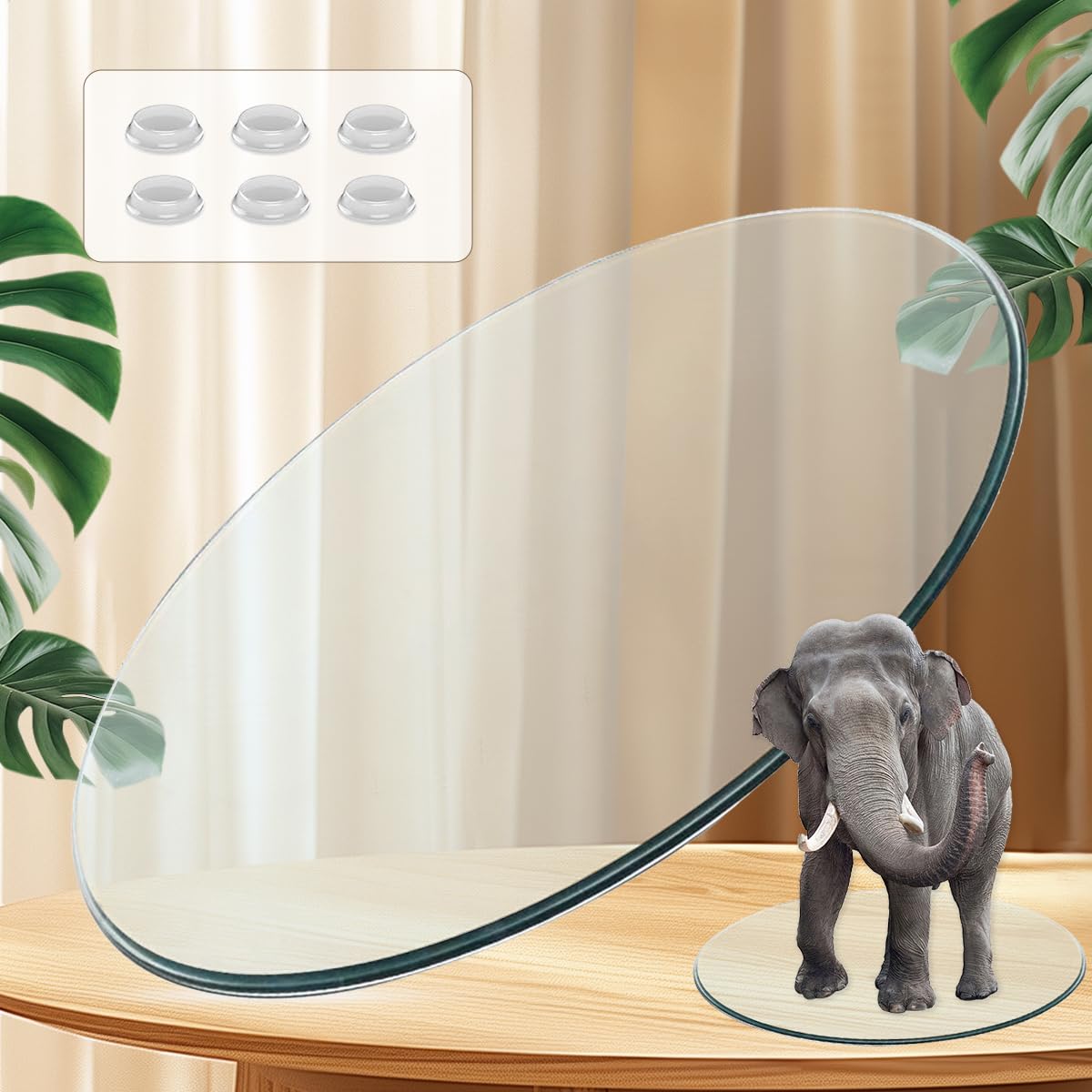 JUFU 42 Inch Round Tempered Glass Table Top - 0.35