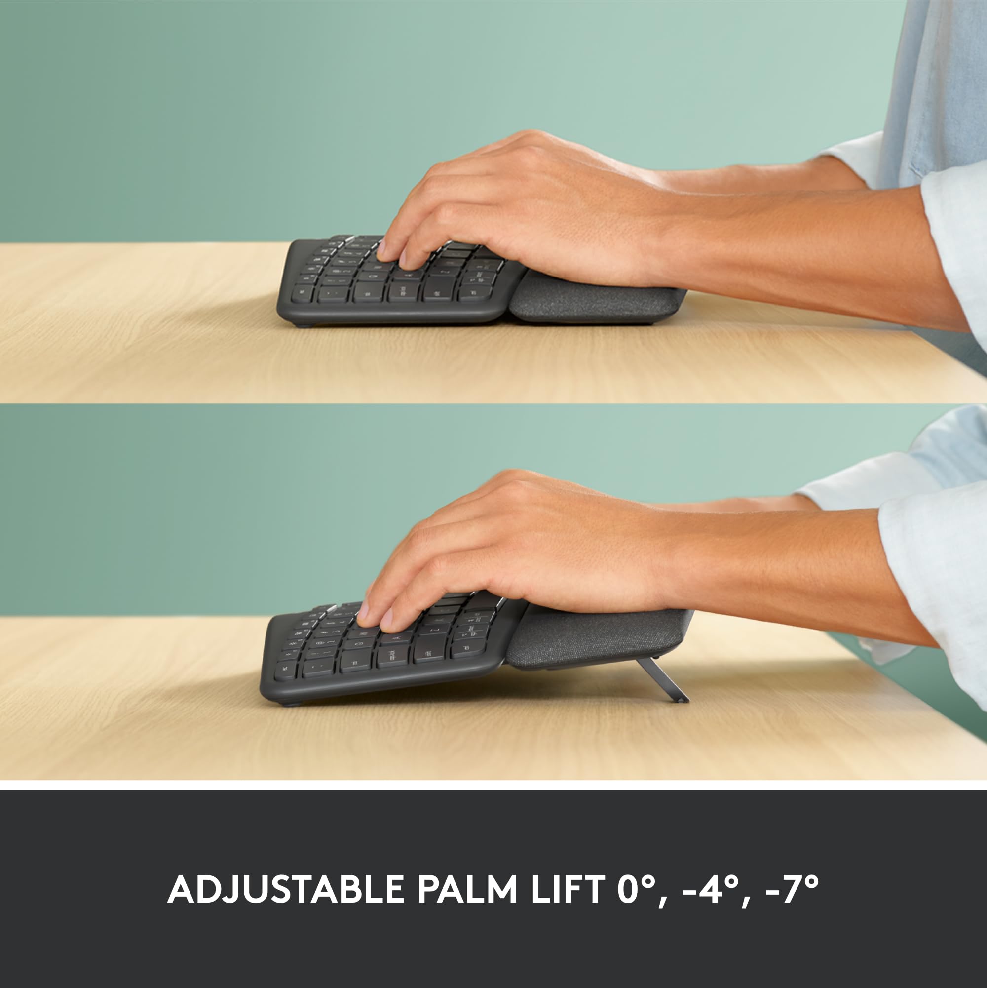 Logitech ERGO K860 Wireless Ergonomic Split Keyboard with Wrist Rest - Natural Typing, Bluetooth & USB Connectivity, Windows/Mac Compatible (Black) - Perfect for Office Work, Long Typing Sessions & Reducing Wrist Strain