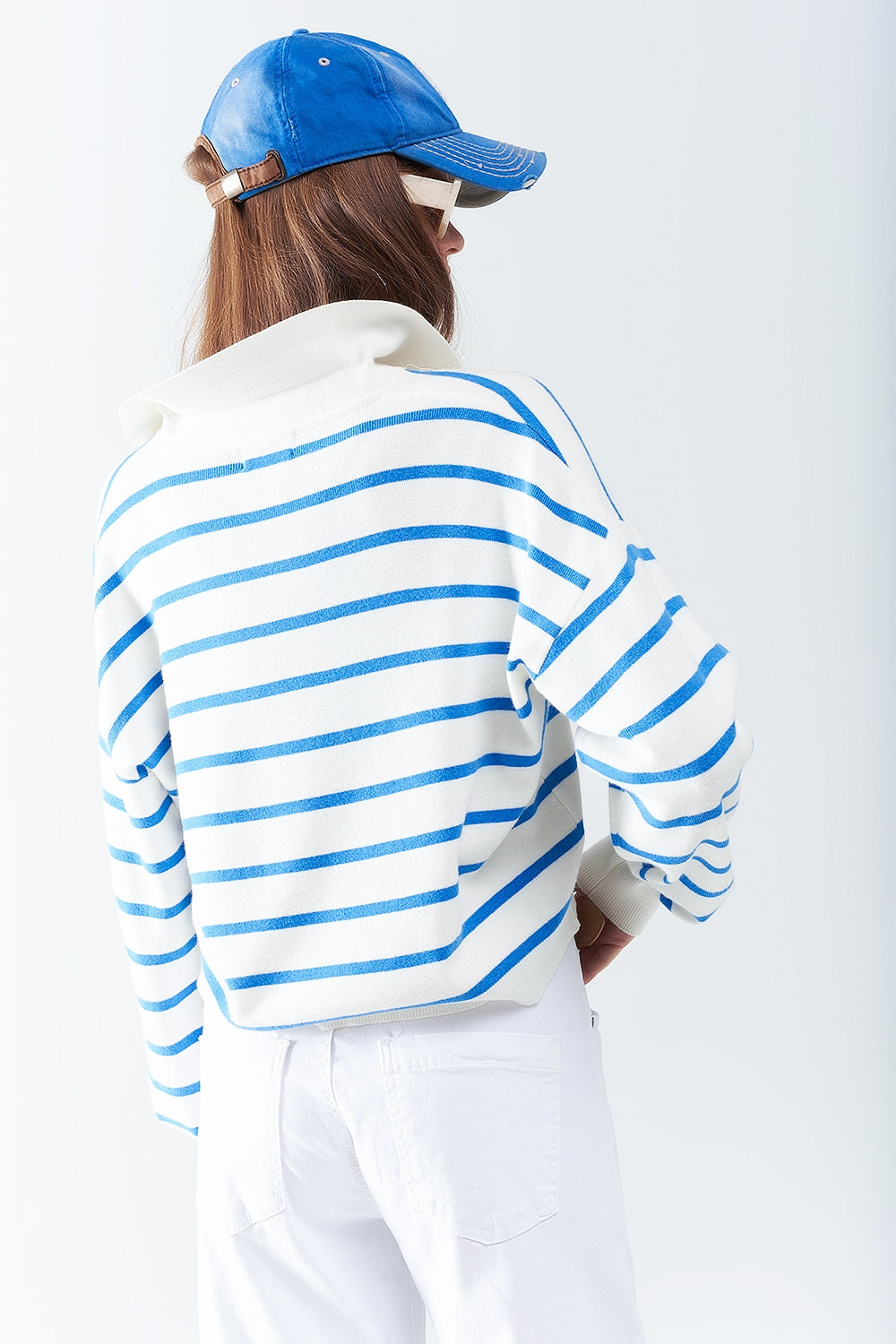 Soft Striped Blue Knit Polo Shirt for Men - Comfortable Casual Wear for Office, Golf & Everyday Outfits
