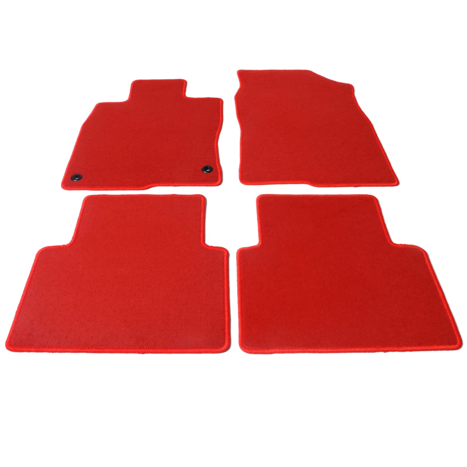 IKON MOTORSPORTS Custom Fit Floor Mats for 2016-2021 Honda Civic - Premium Red Nylon Carpet Liners (4-Piece Set) | Perfect Replacement for Factory Mats | All-Weather Protection & Easy Cleaning for Daily Commute & Road Trips