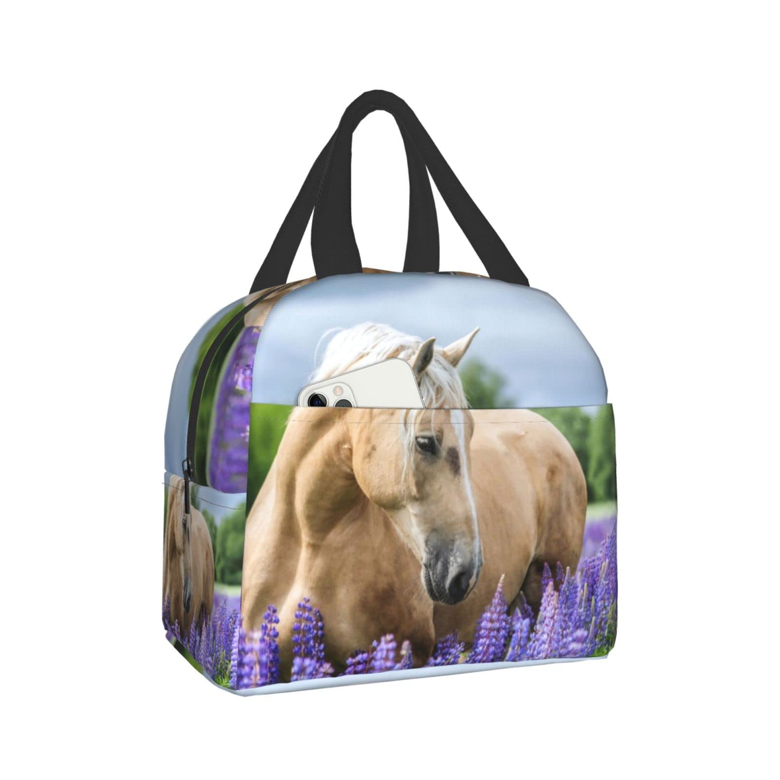 **Insulated Lunch Bag with Lavender Print - Reusable & Portable Tote Lunch Box for Men, Women & Kids - Perfect for School, Work, Picnics & Outdoor Activities**