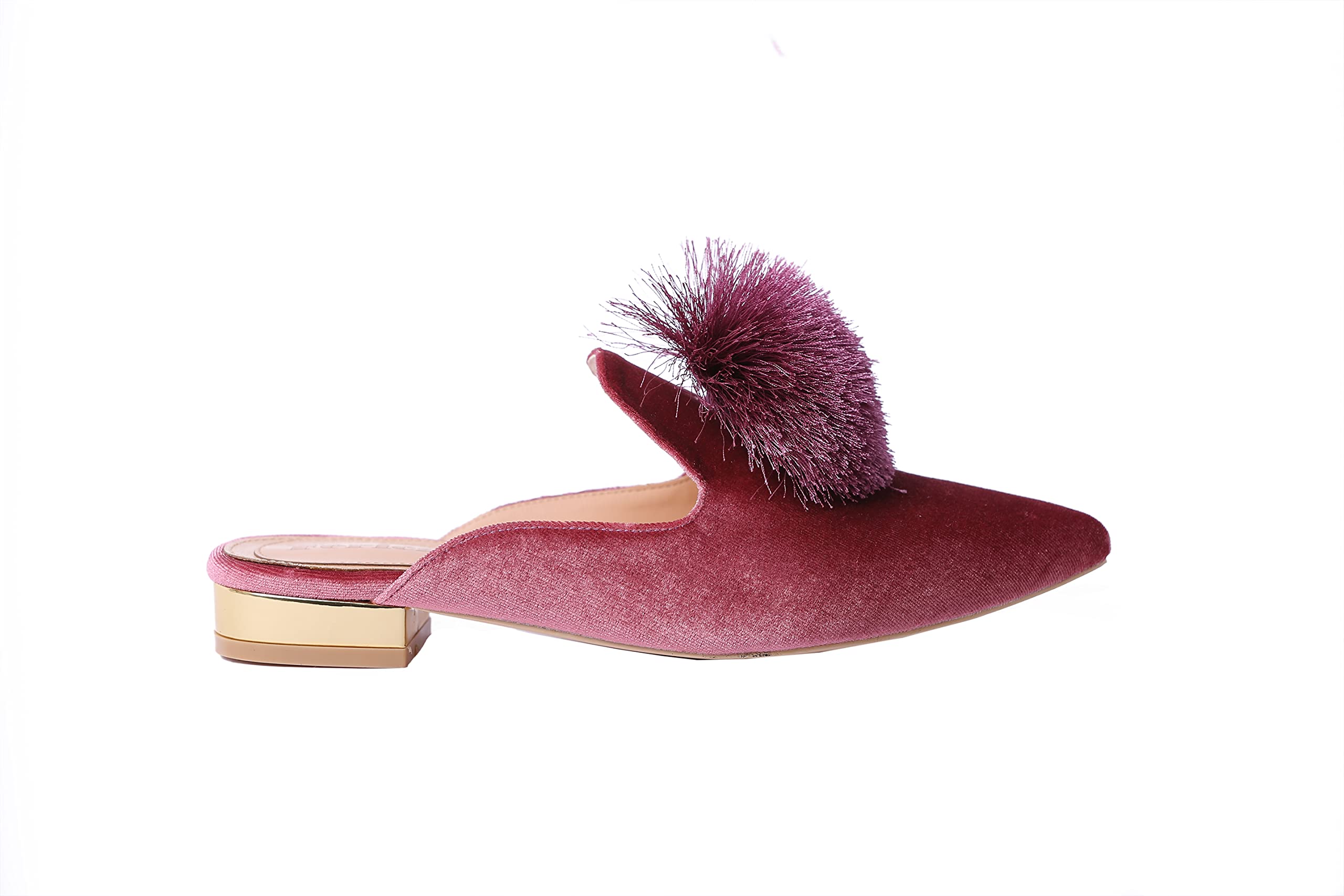 Fericzot Women's Slip On Mule Loafers - Backless Pointed Toe Flats with Puff Pompom Decor, Comfortable Casual Shoes & House Slippers for Women - Perfect for Home, Office, and Daily Wear