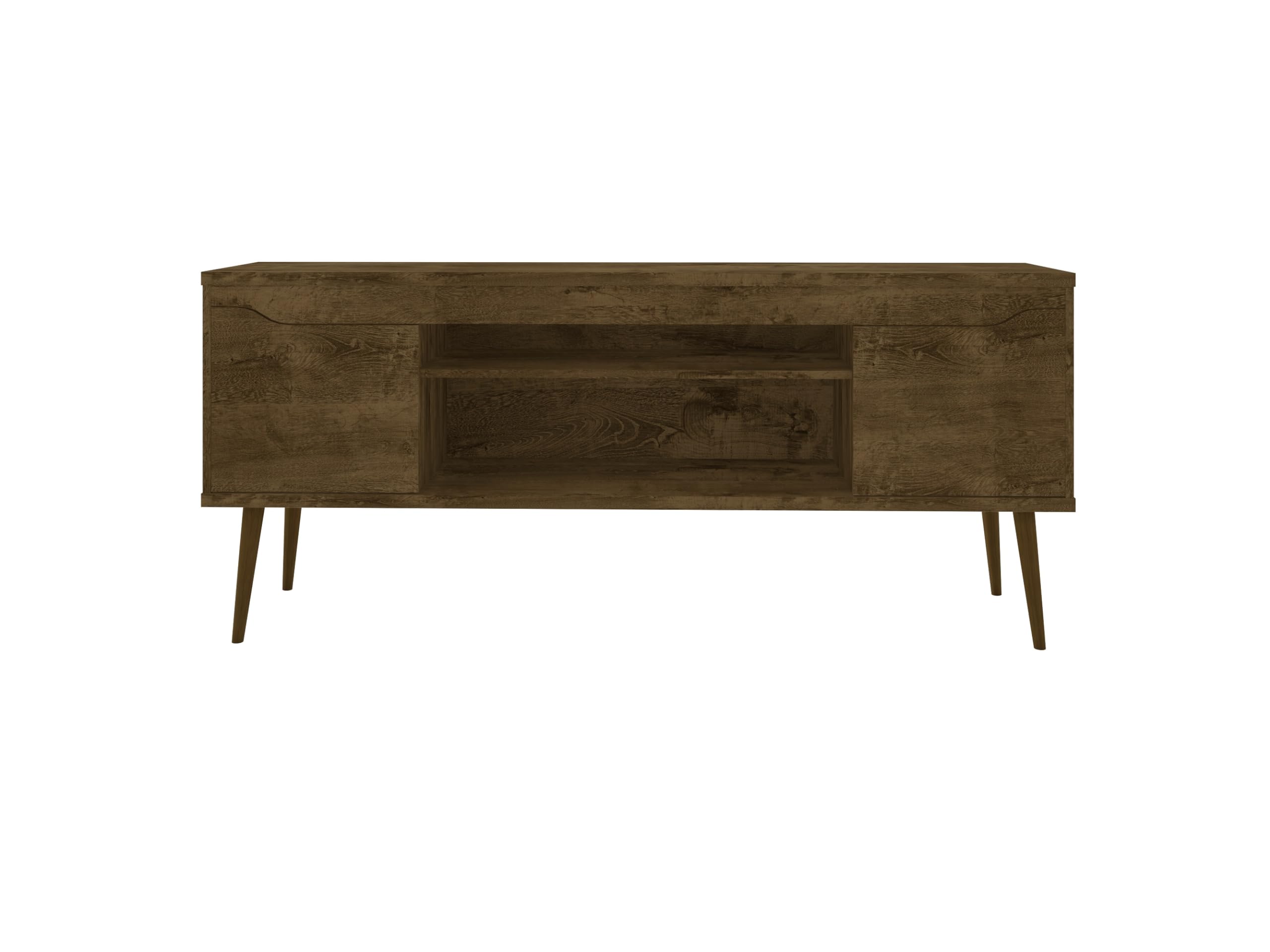 Mid Century Modern TV Stand for 60 Inch TVs - Bradley Rustic Brown Entertainment Center with Storage Shelves & Soft Close Doors - Perfect for Living Room & Home Theater Setup