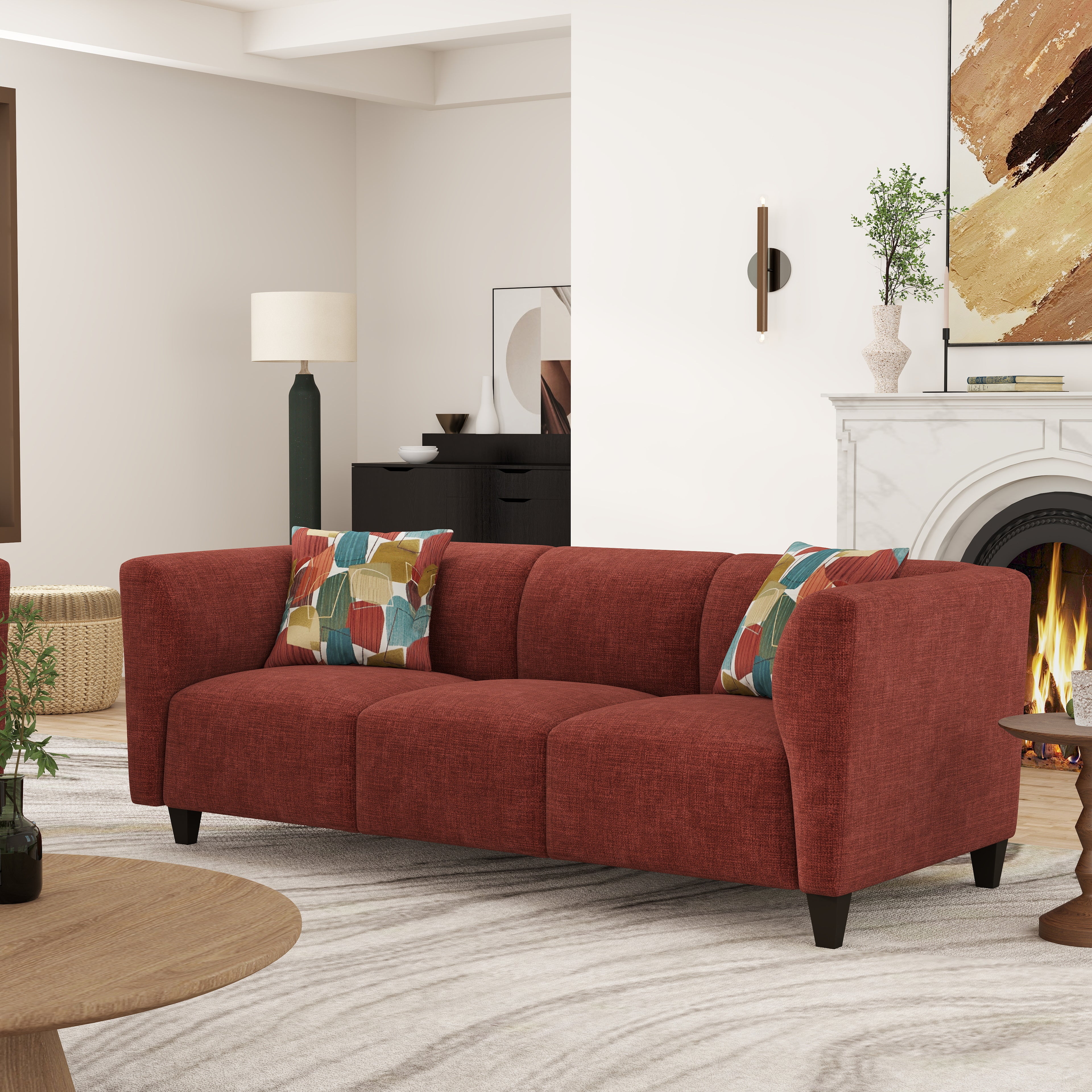 Roundhill Furniture Della Upholstered Sofa and Loveseat Set - Modern Living Room Furniture for Small Spaces | Perfect for Apartments, Condos & Cozy Homes