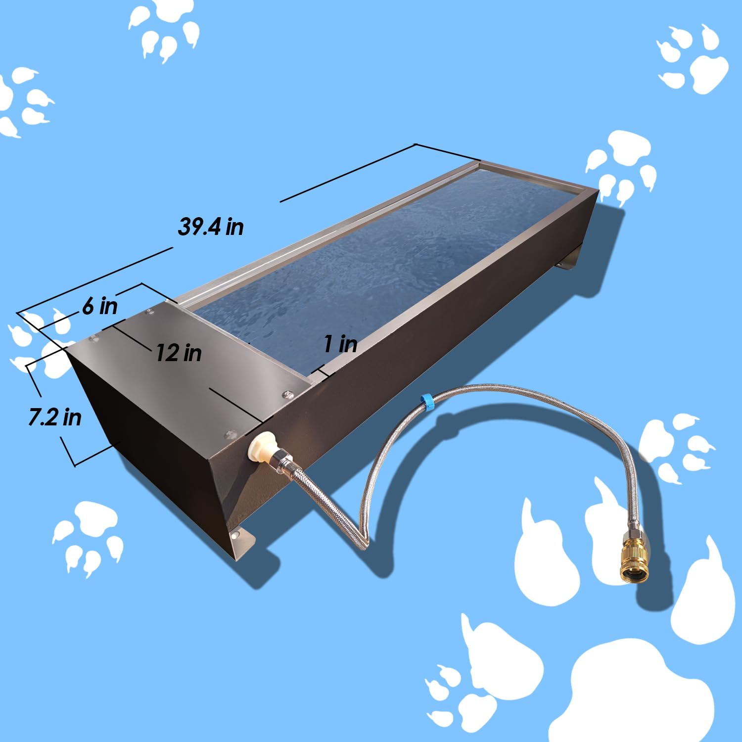 Automatic Livestock Water Trough - 304 Stainless Steel Animal Water Dispenser with Float Valve Kit for Dogs, Horses, Pigs, Cows (39.3