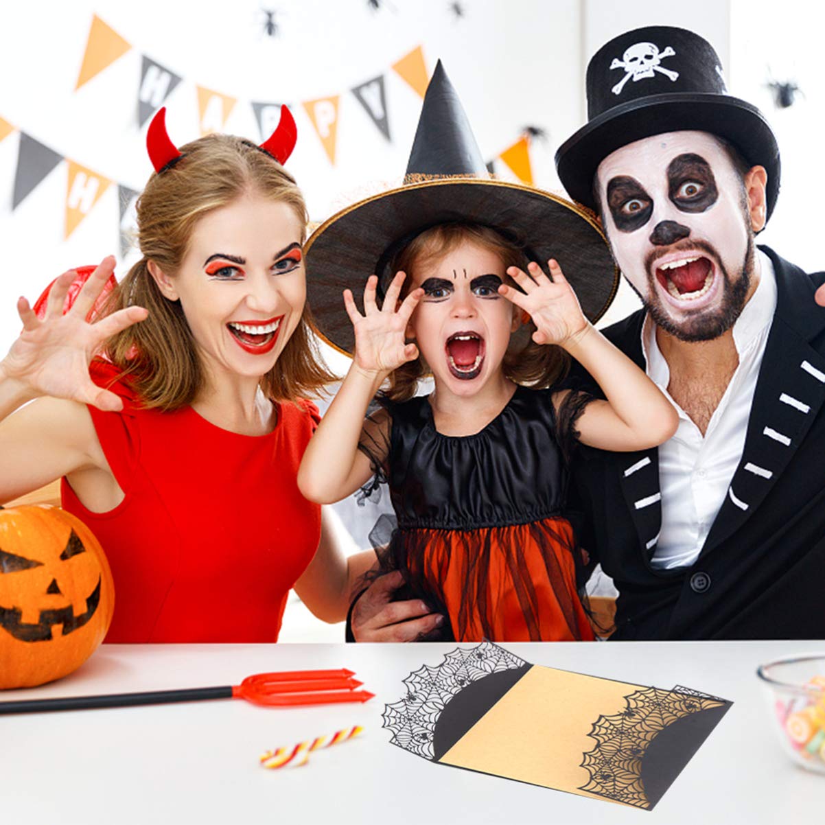 UKCOCO 10-Pack Halloween Spider Web Greeting Cards - Blank Invitations for Halloween Party, Birthday, Wedding (Includes Romantic Red Envelope) - Perfect for Spooky Celebrations, Themed Events & DIY Crafting