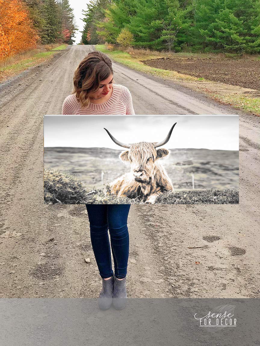 Highland Cattle Wall Art Canvas - Farmhouse & Woodland Decor for Living Room