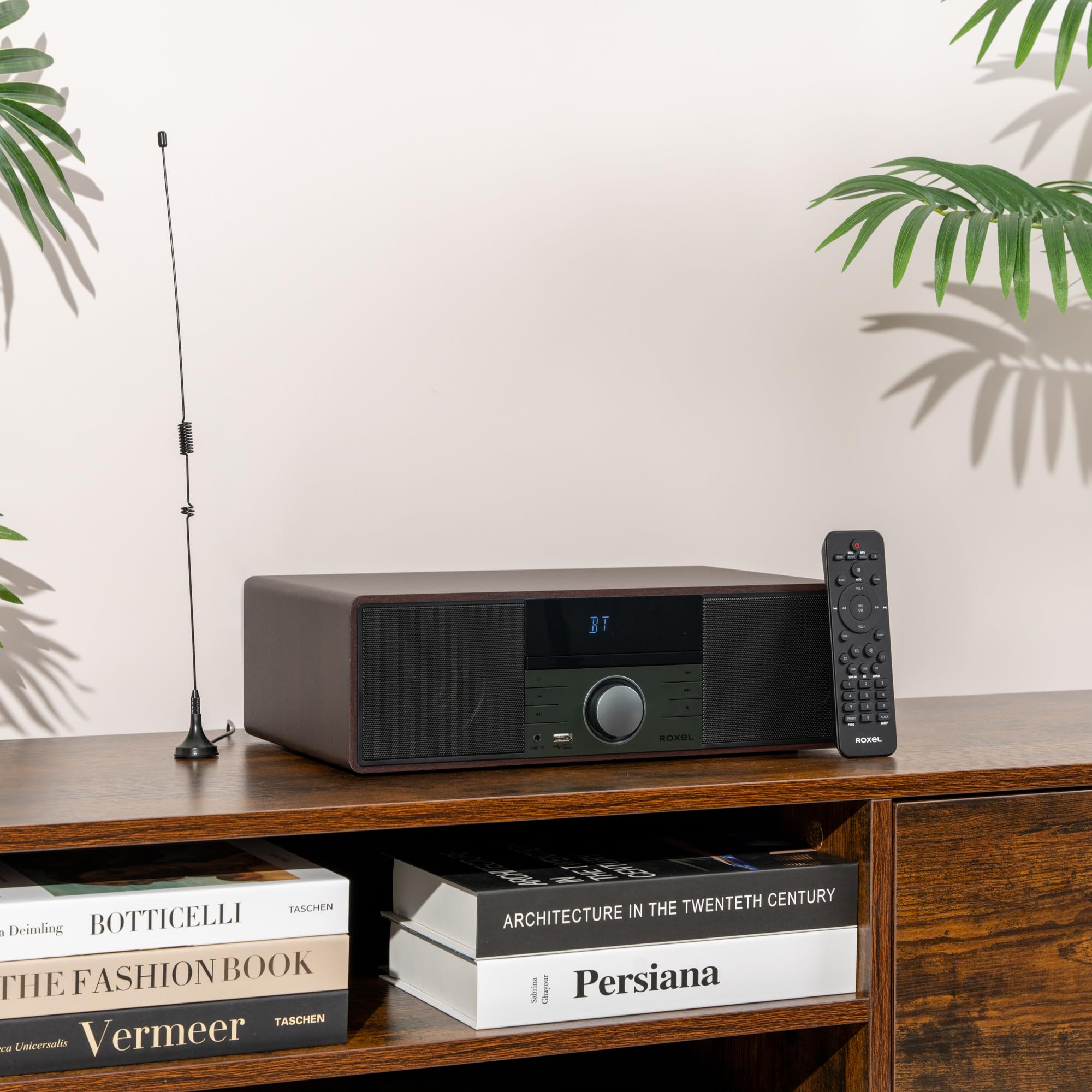 ROXEL RCD 400 All-in-One Compact CD Player Hi-Fi System with DAB/DAB+ Radio, CD/MP3/USB Playback, Wireless Streaming, FM/Digital Radio, White LED Display & Stylish Wooden Design - Perfect for Home Entertainment, Office Music & Vintage Audio Lovers