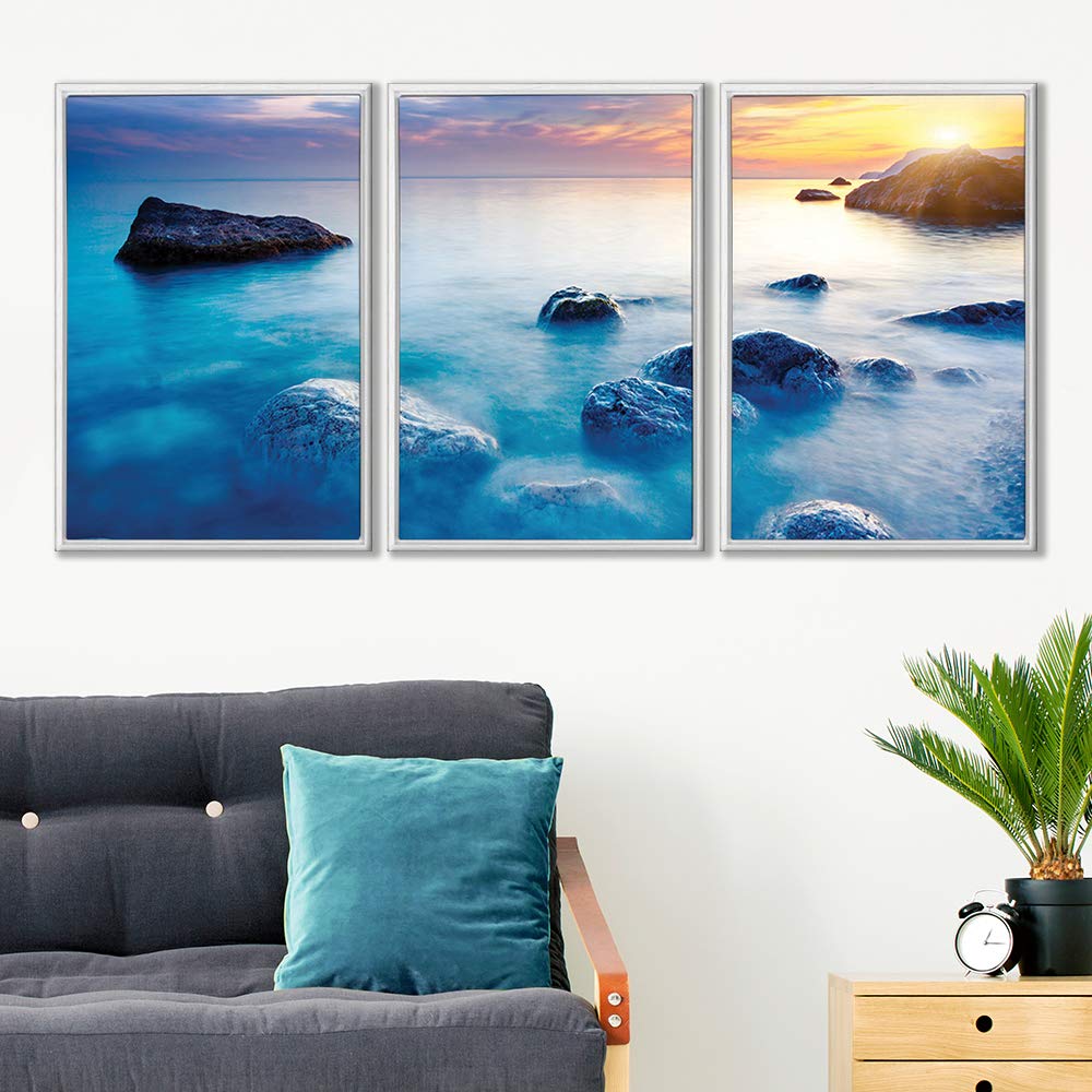 Wall26 3-Panel Framed Canvas Wall Art Set - 24x36 Inch Scenery Theme Prints for Living Room & Bedroom Decor | Ready to Hang Home Decoration | Perfect for Modern Housewarming Gifts & Interior Design