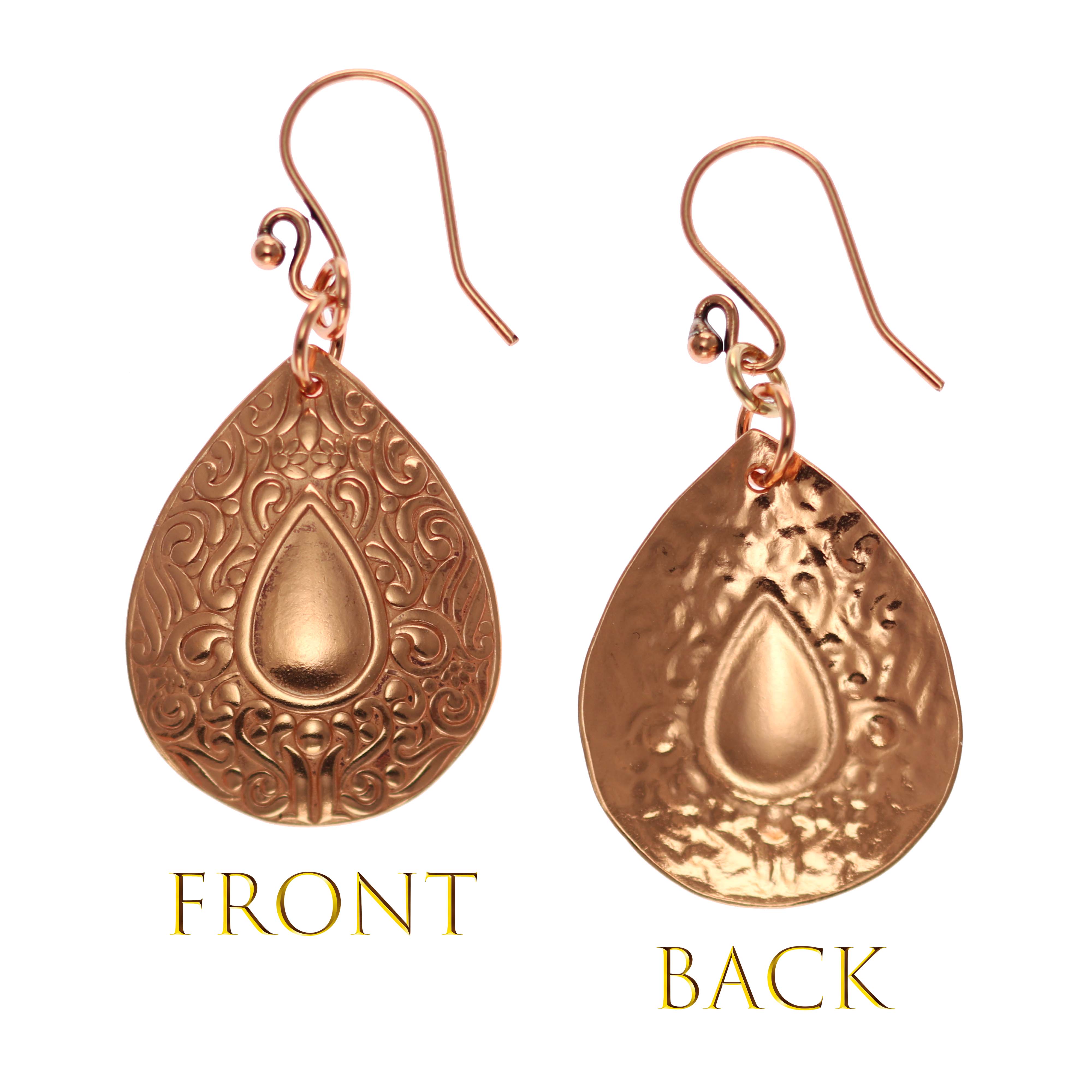 Handmade Ornate Mandala Teardrop Copper Earrings for Women - Boho Ethnic Jewelry Gift for Festival, Wedding & Everyday Wear