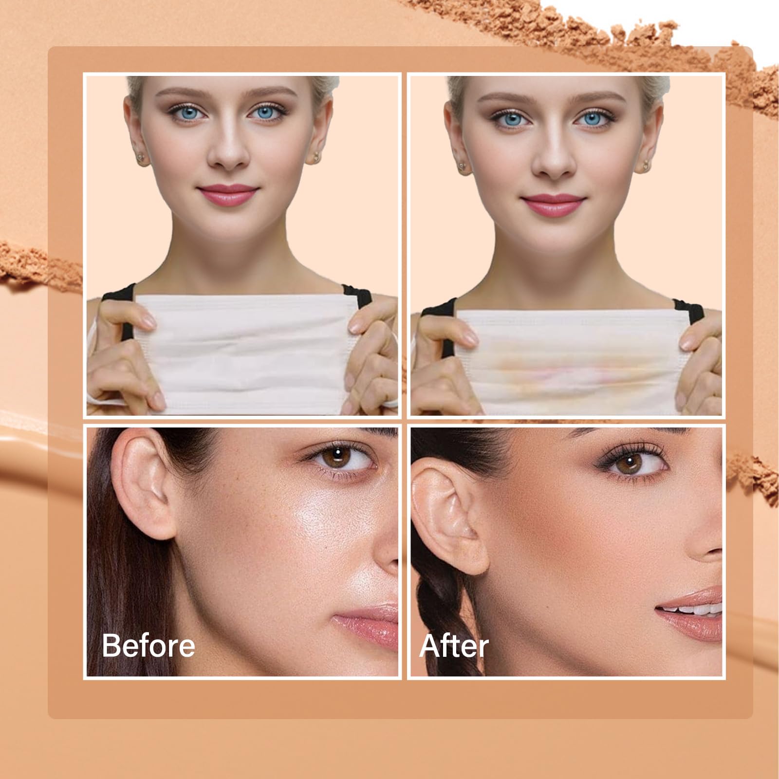 Oil Control Face Powder - Matte Smooth Setting Powder for Oily Skin, Waterproof & Long-Lasting Makeup Finishing Powder, Compact Perfect Matte Makeup Powder (Tan Dark) - Ideal for Daily Wear, Photo Shoots & Hot Weather