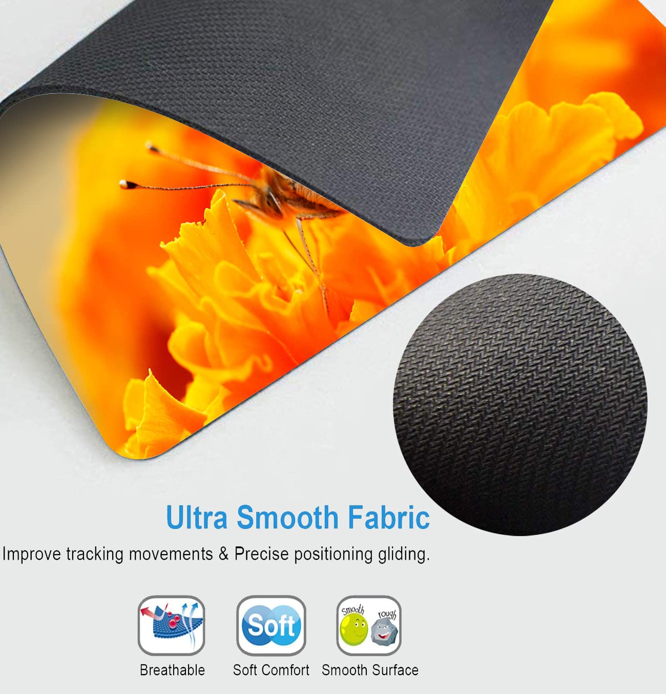 Custom Square Gaming Mouse Pad with Cute Unique Butterfly Design - Non-Slip Rubber Base for Women | Perfect for Office, Gaming & Home Workspace Decor