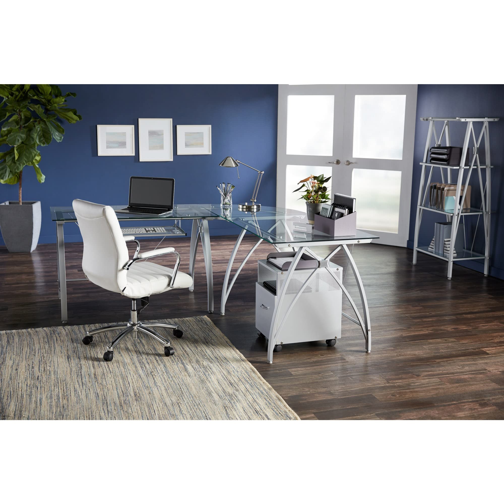 Realspace® Vista 20-Inch Metal Mobile File Storage Cart - Silver | Rolling File Organizer for Office, Home & Classroom | Compact File Cabinet with Wheels for Easy Mobility